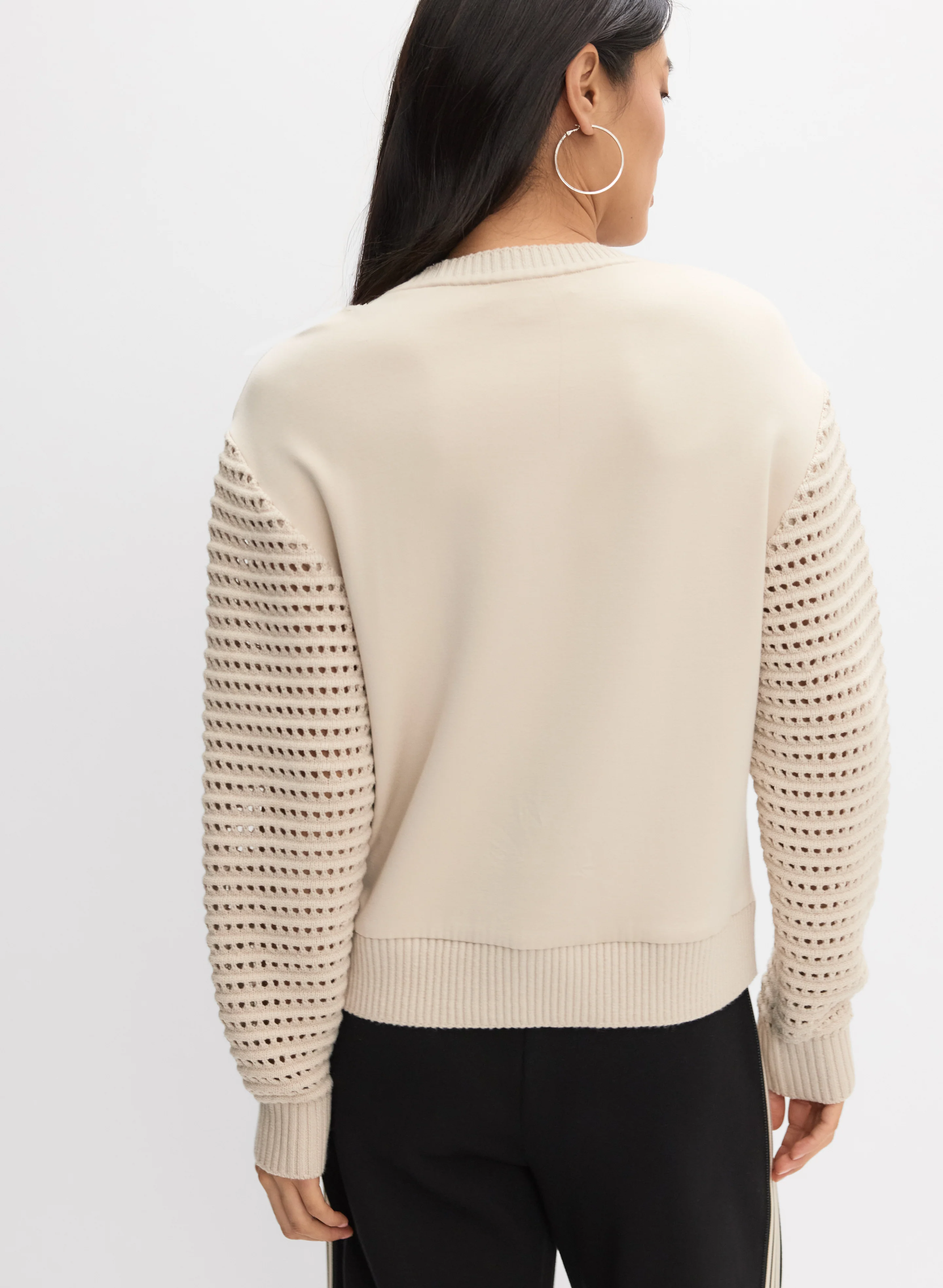 Open Knit Sleeve Sweatshirt - Image 4