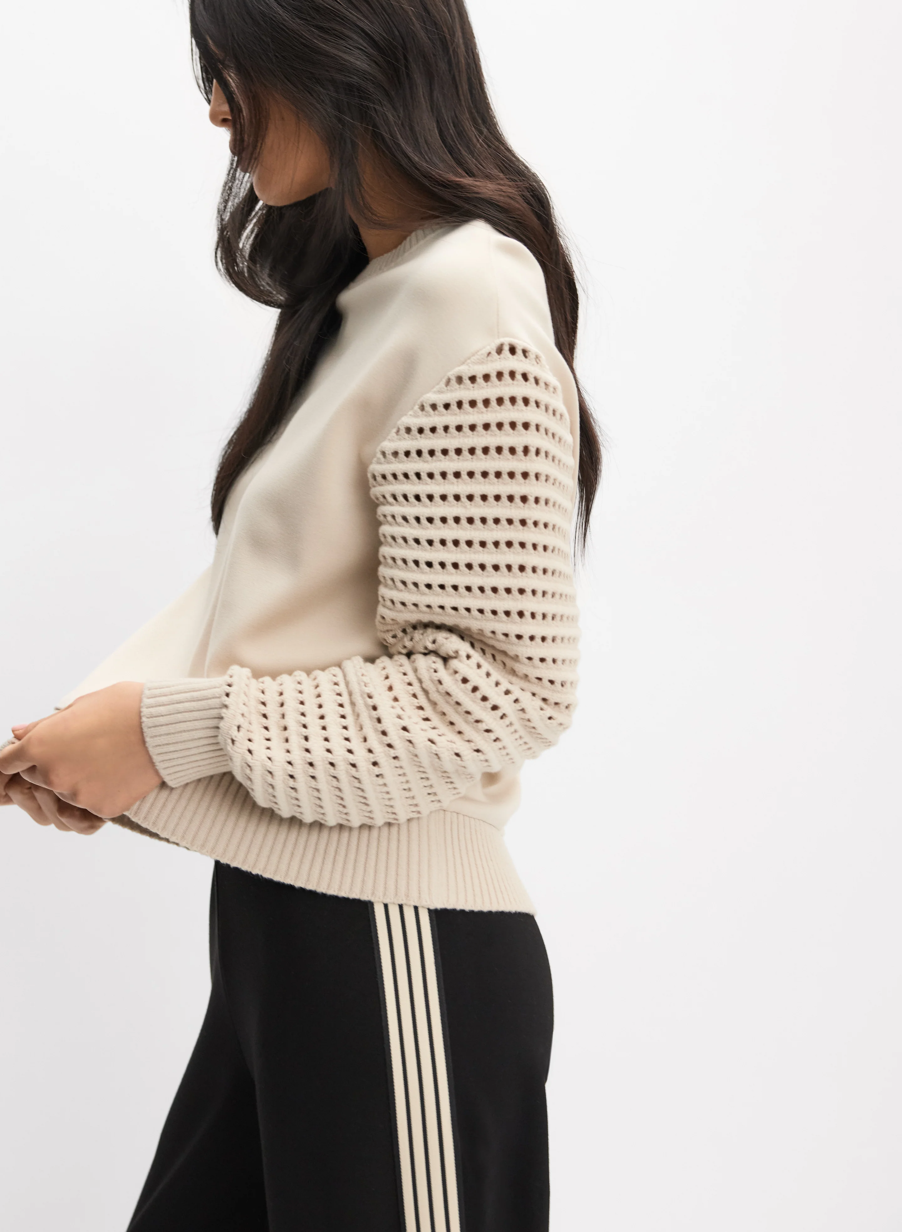 Open Knit Sleeve Sweatshirt - Image 5