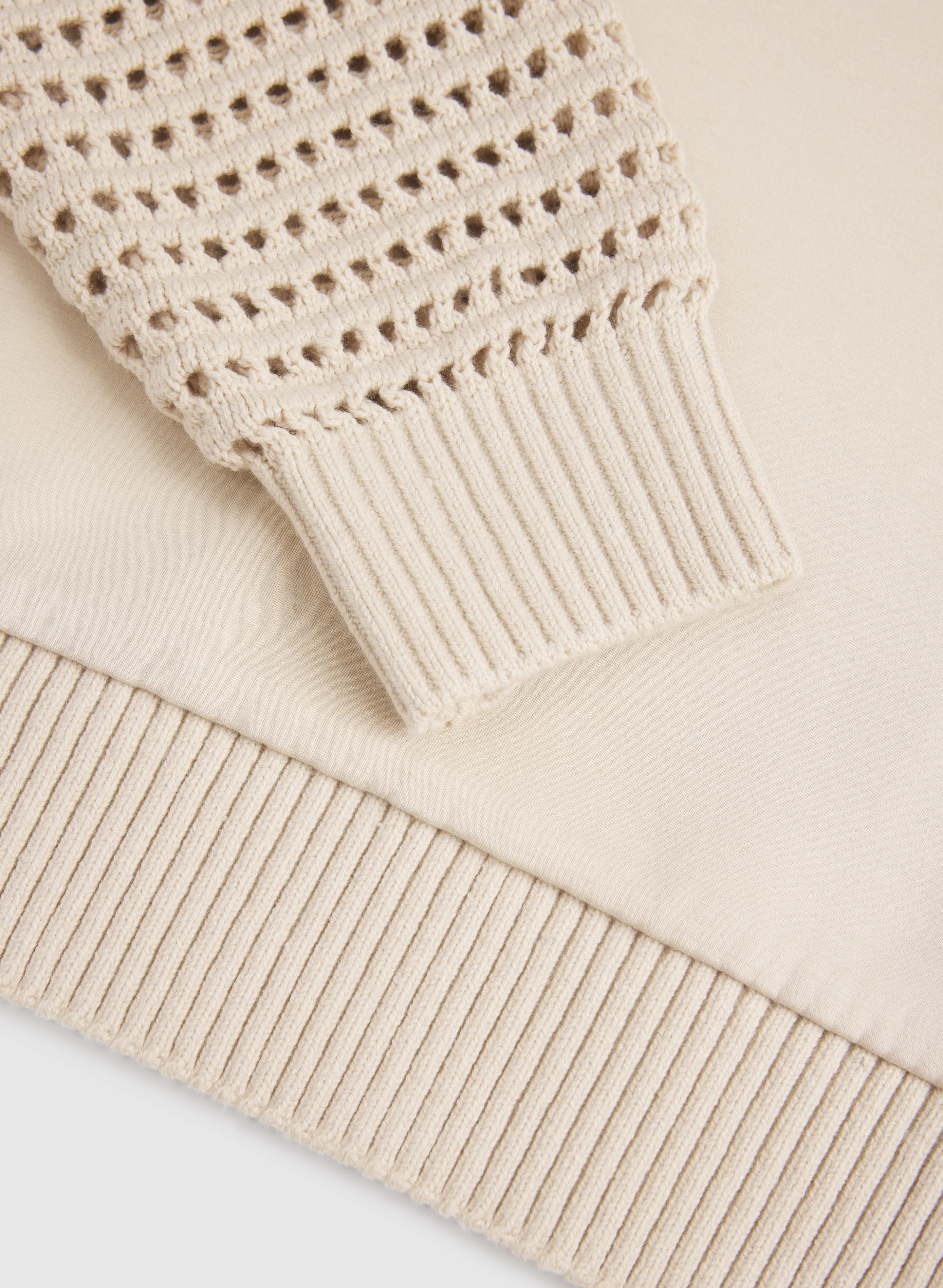 Open Knit Sleeve Sweatshirt - Image 7