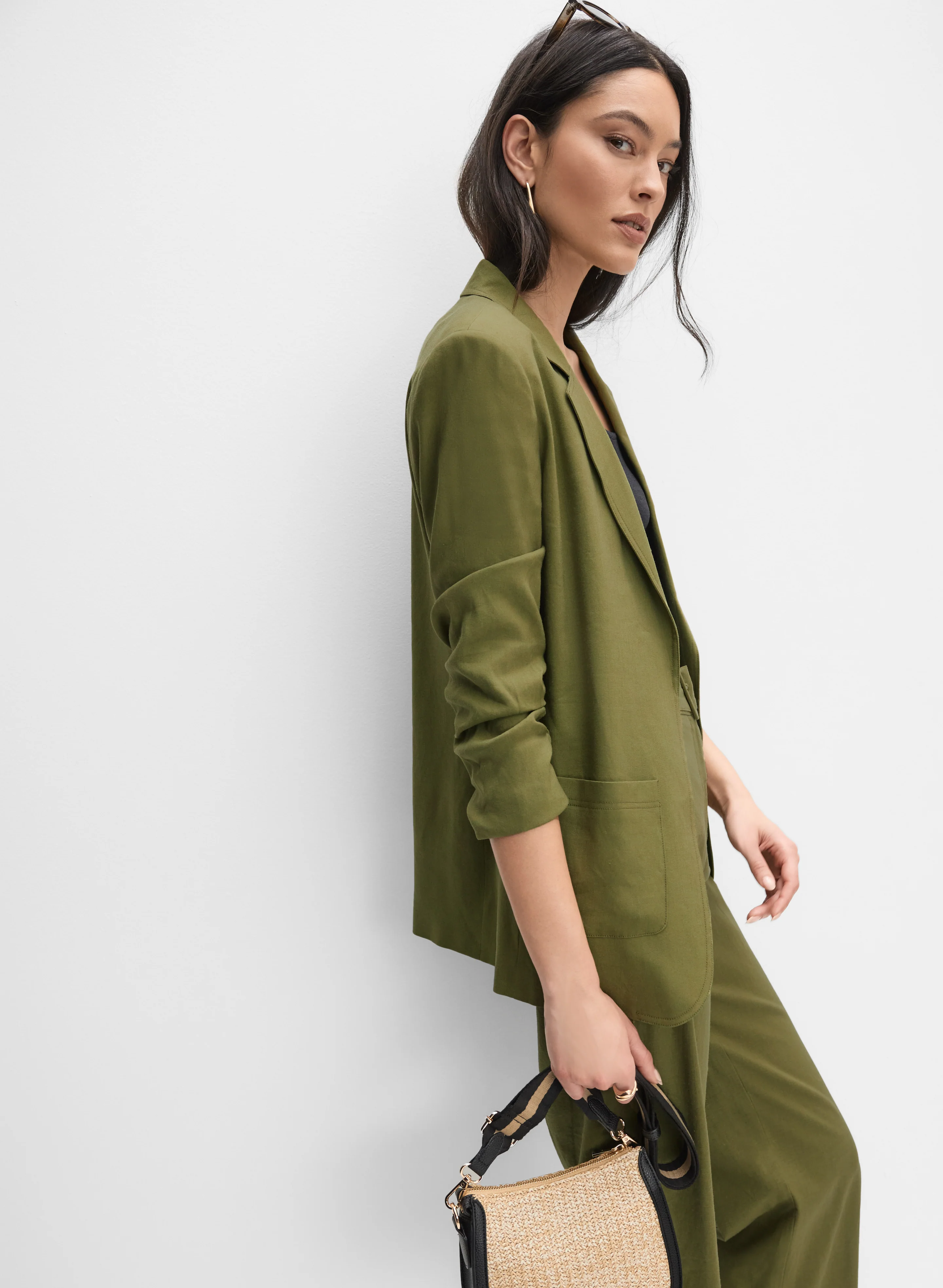 Open Linen-Blend Blazer - Image 5