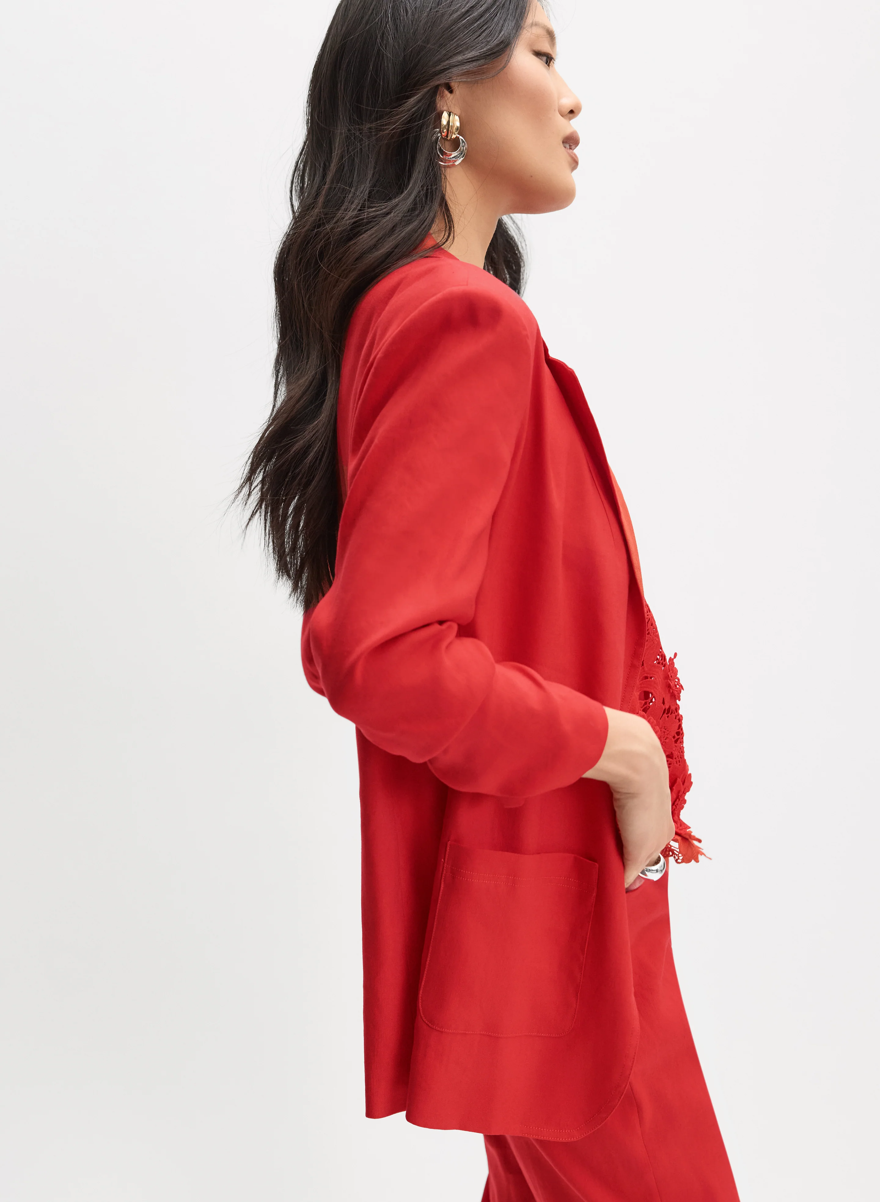 Open Linen-Blend Blazer - Image 5