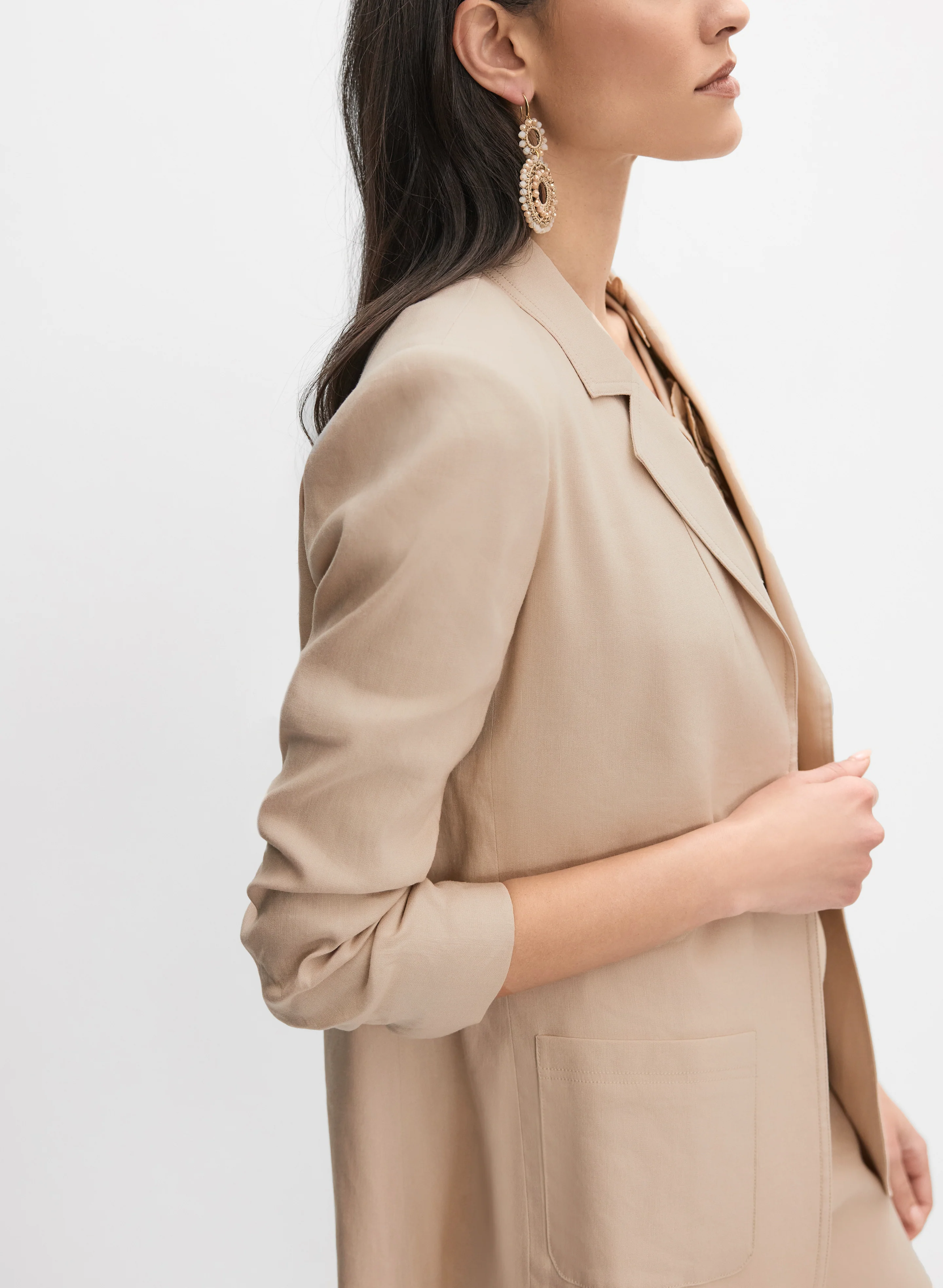 Open Linen-Blend Blazer - Image 2