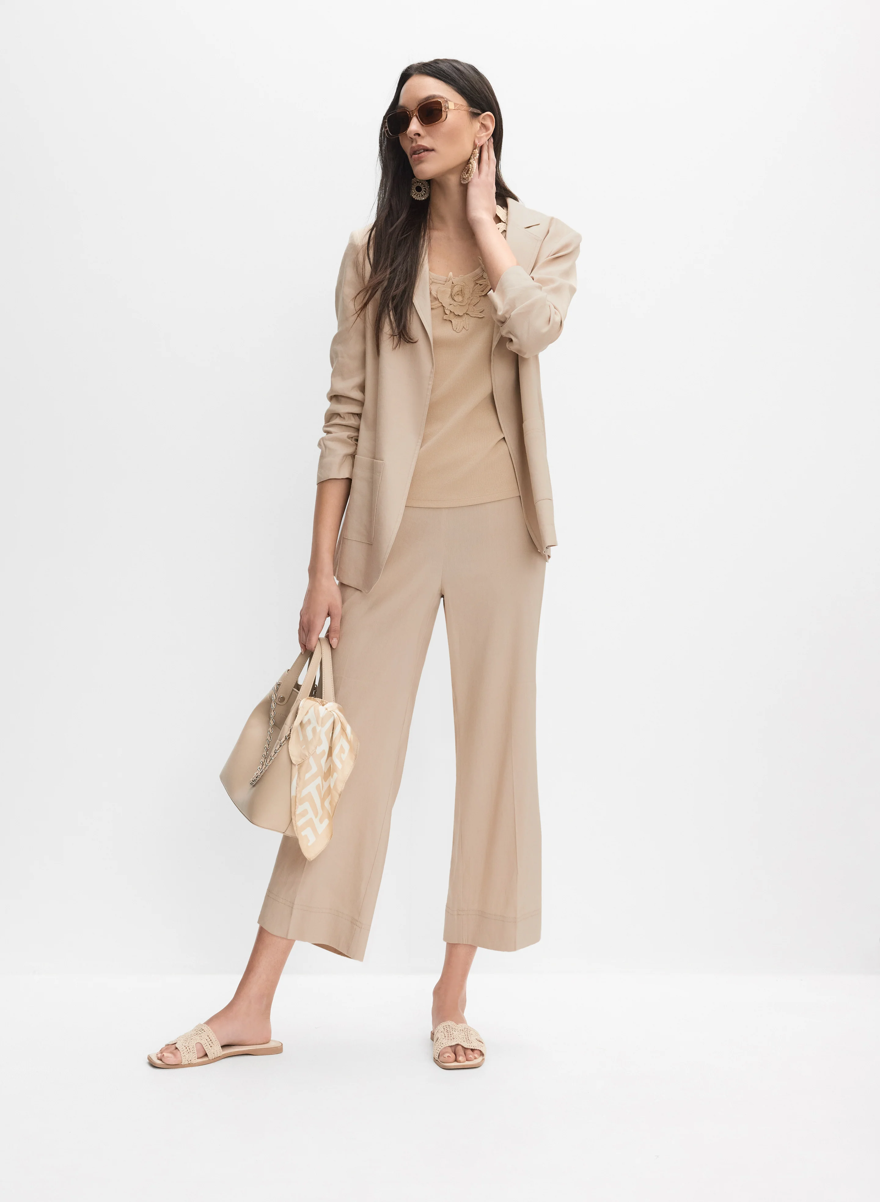 Open Linen-Blend Blazer - Image 3