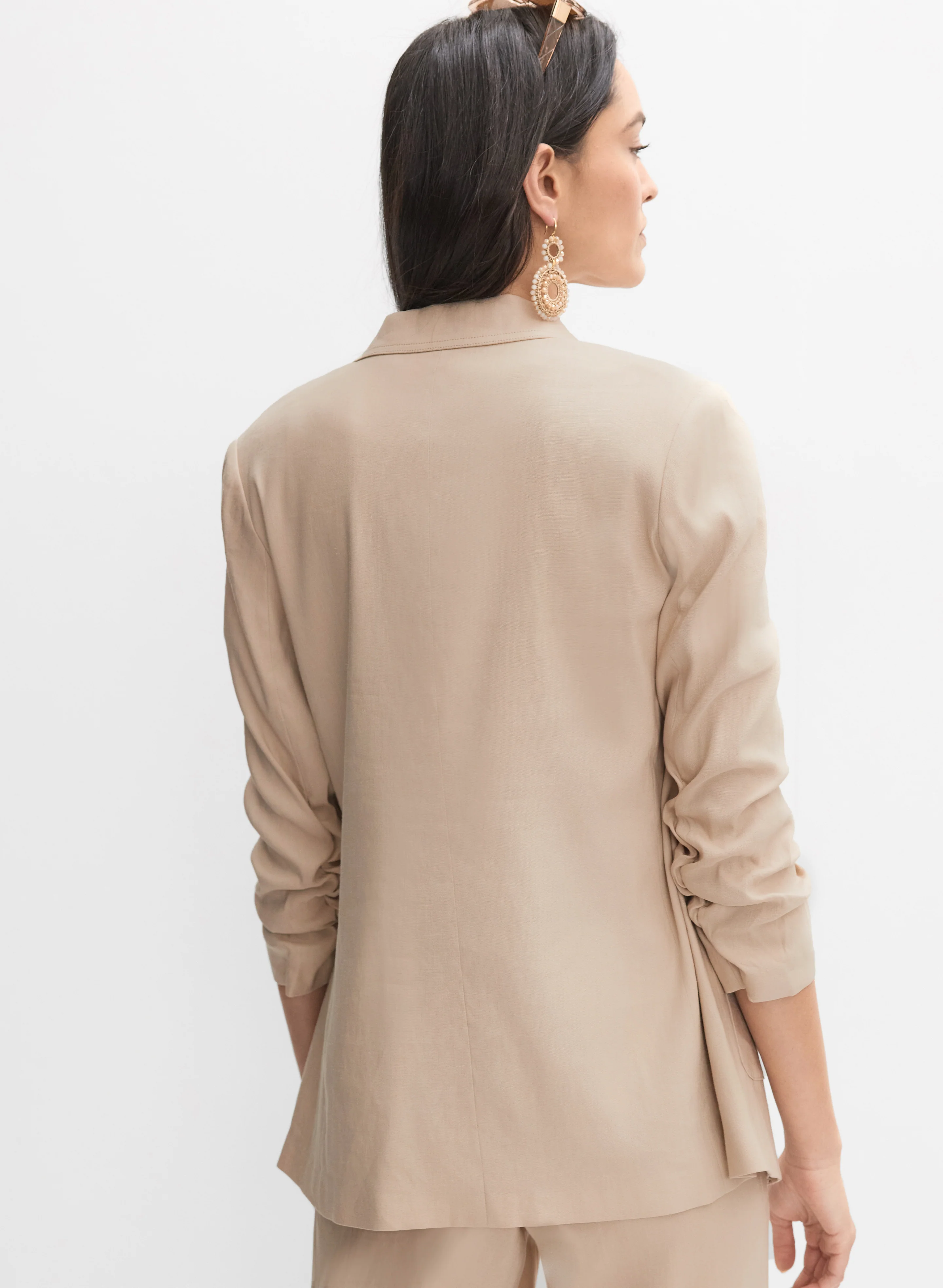 Open Linen-Blend Blazer - Image 4