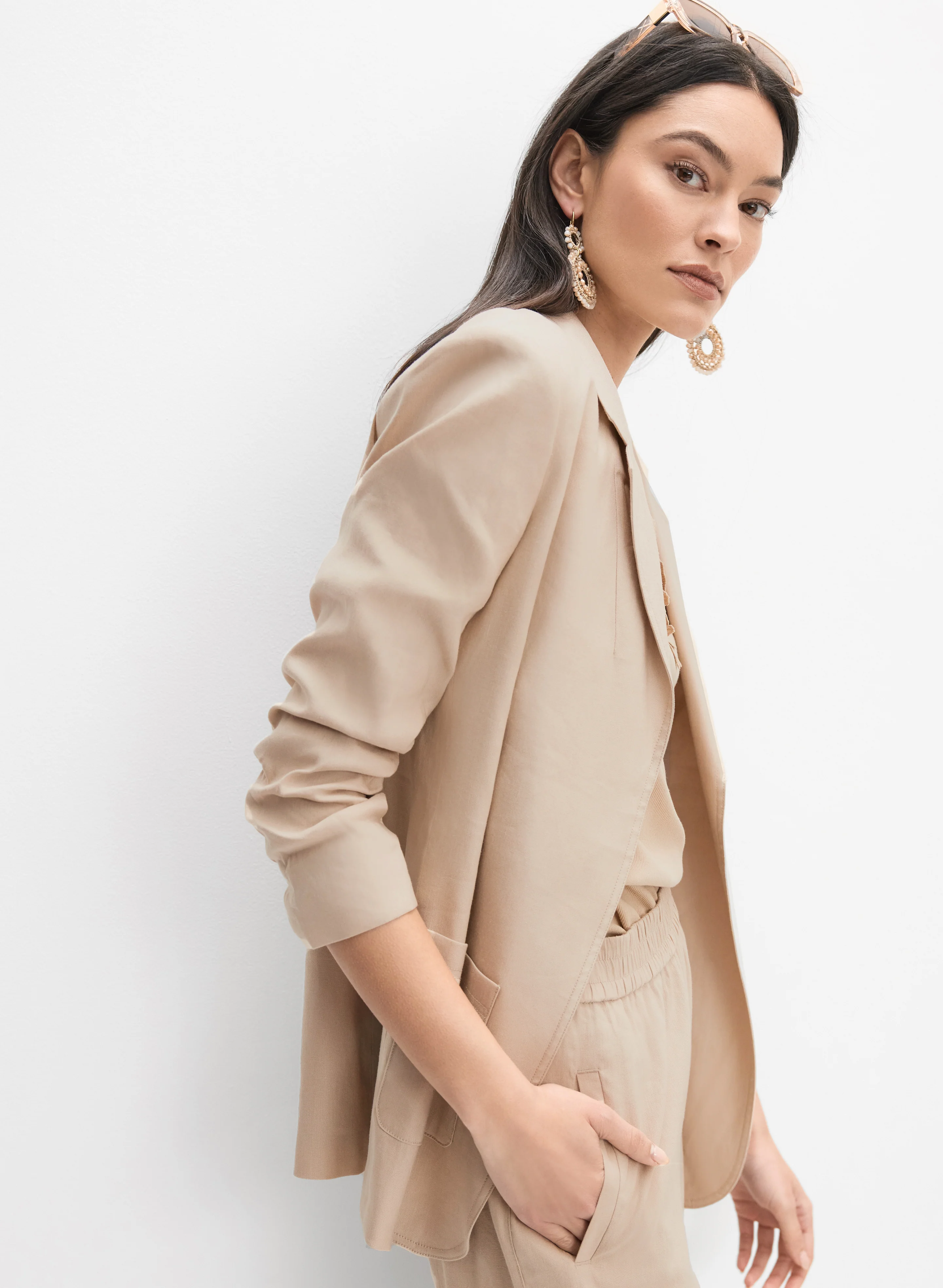 Open Linen-Blend Blazer - Image 5