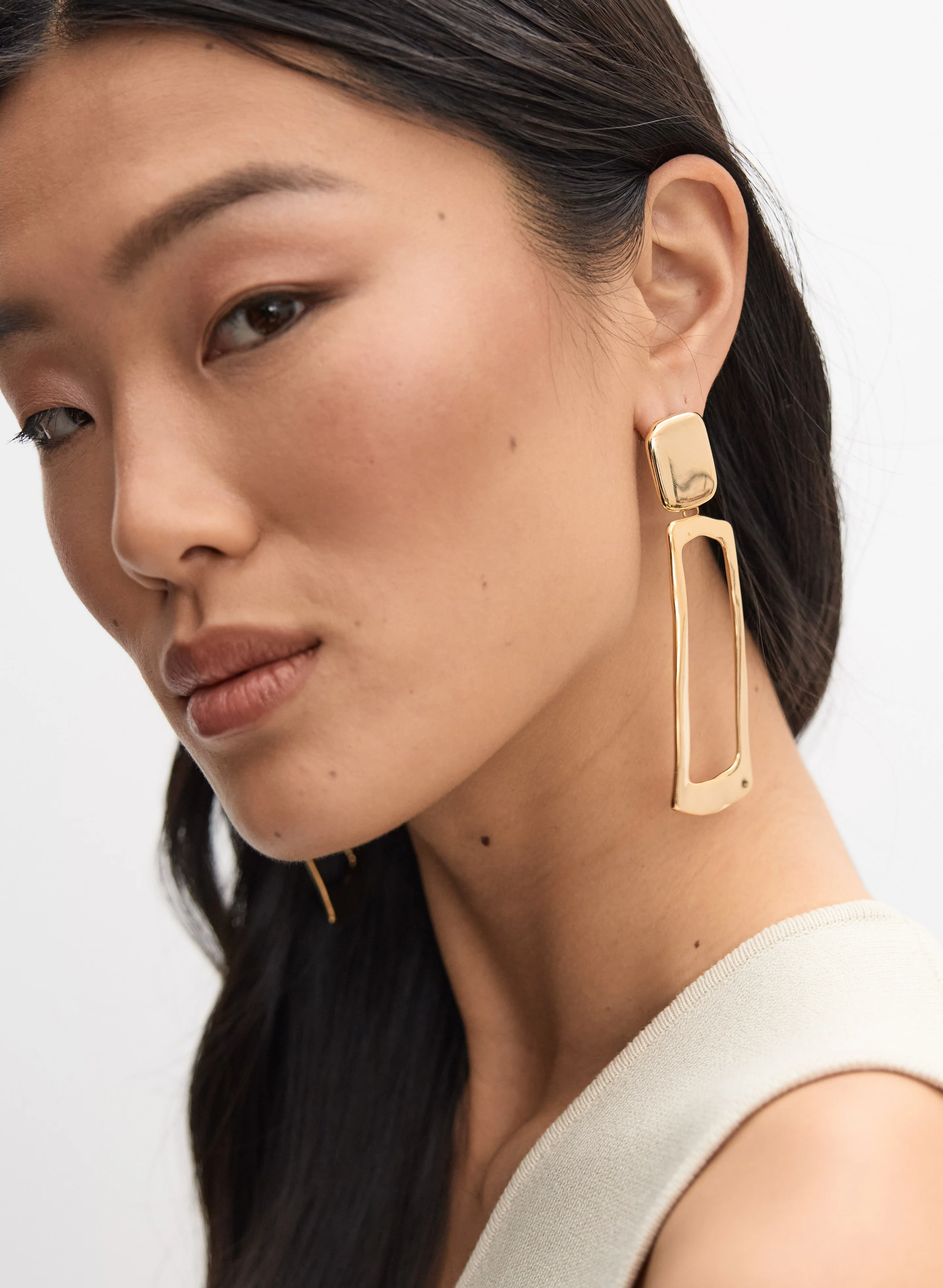 Open Rectangle Earrings - Image 2