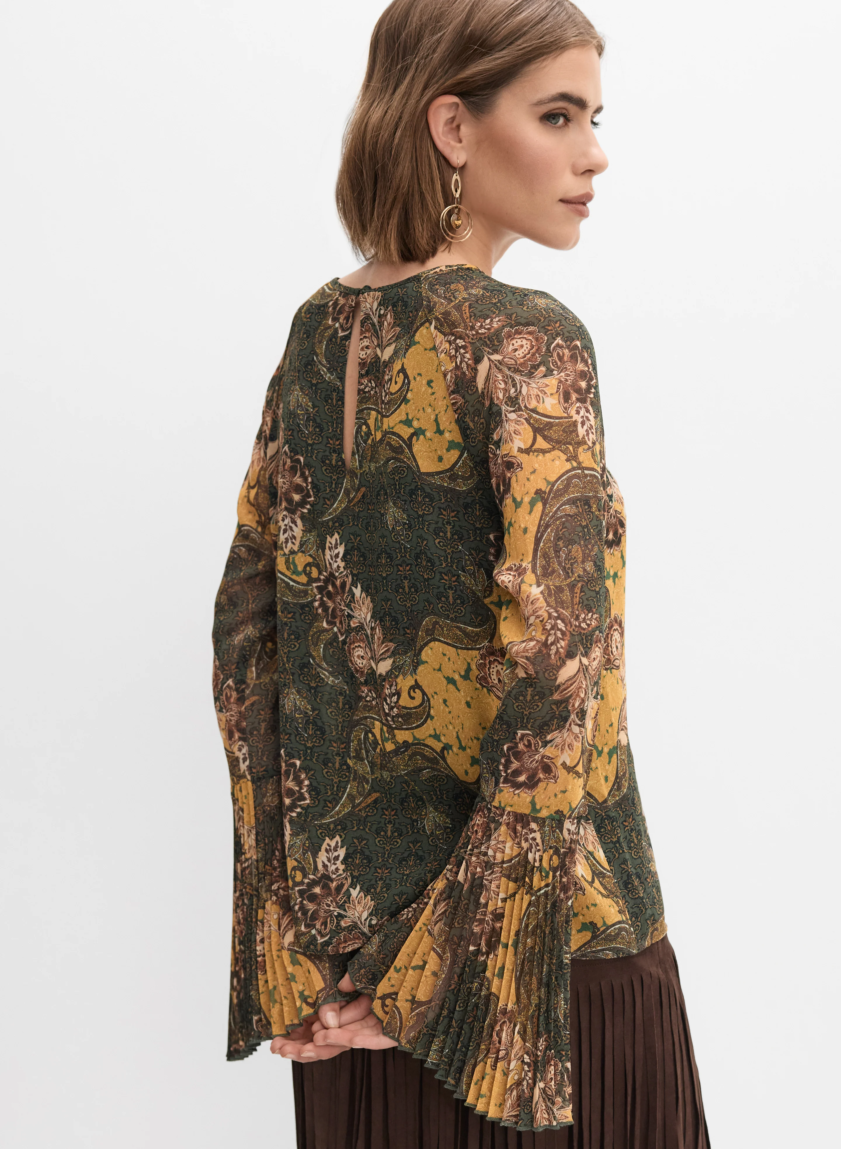 Paisley Plissé Detail Top - Image 4
