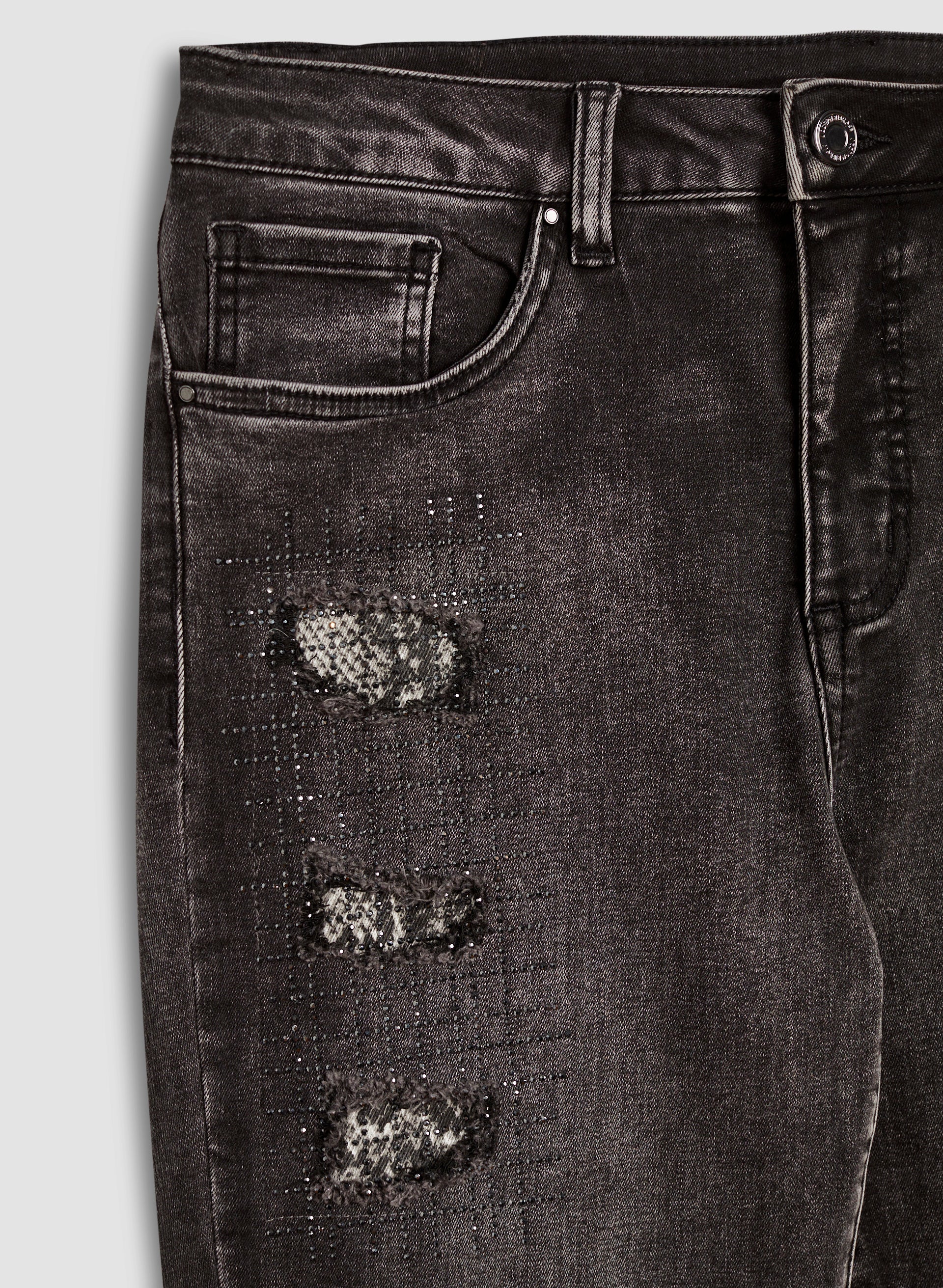 Patch Detail Denim Pants - Image 6