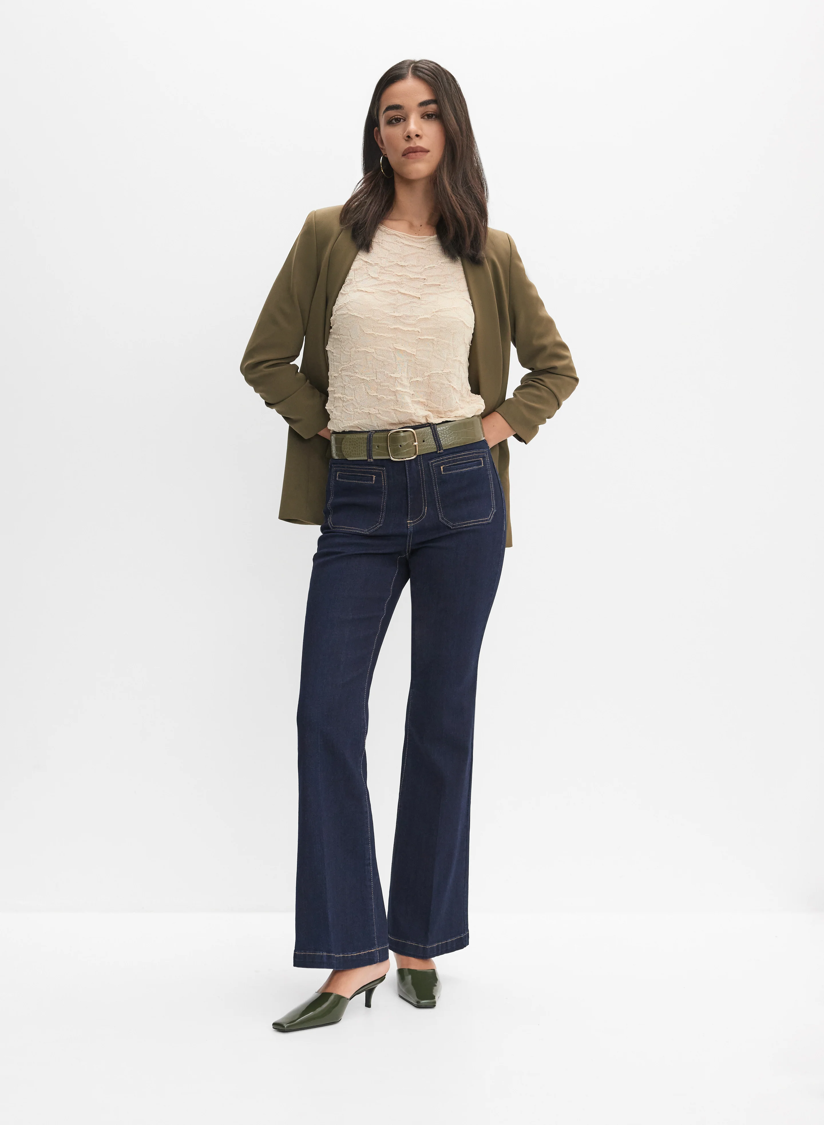 Patch Pocket Flare-Leg Jeans - Image 3