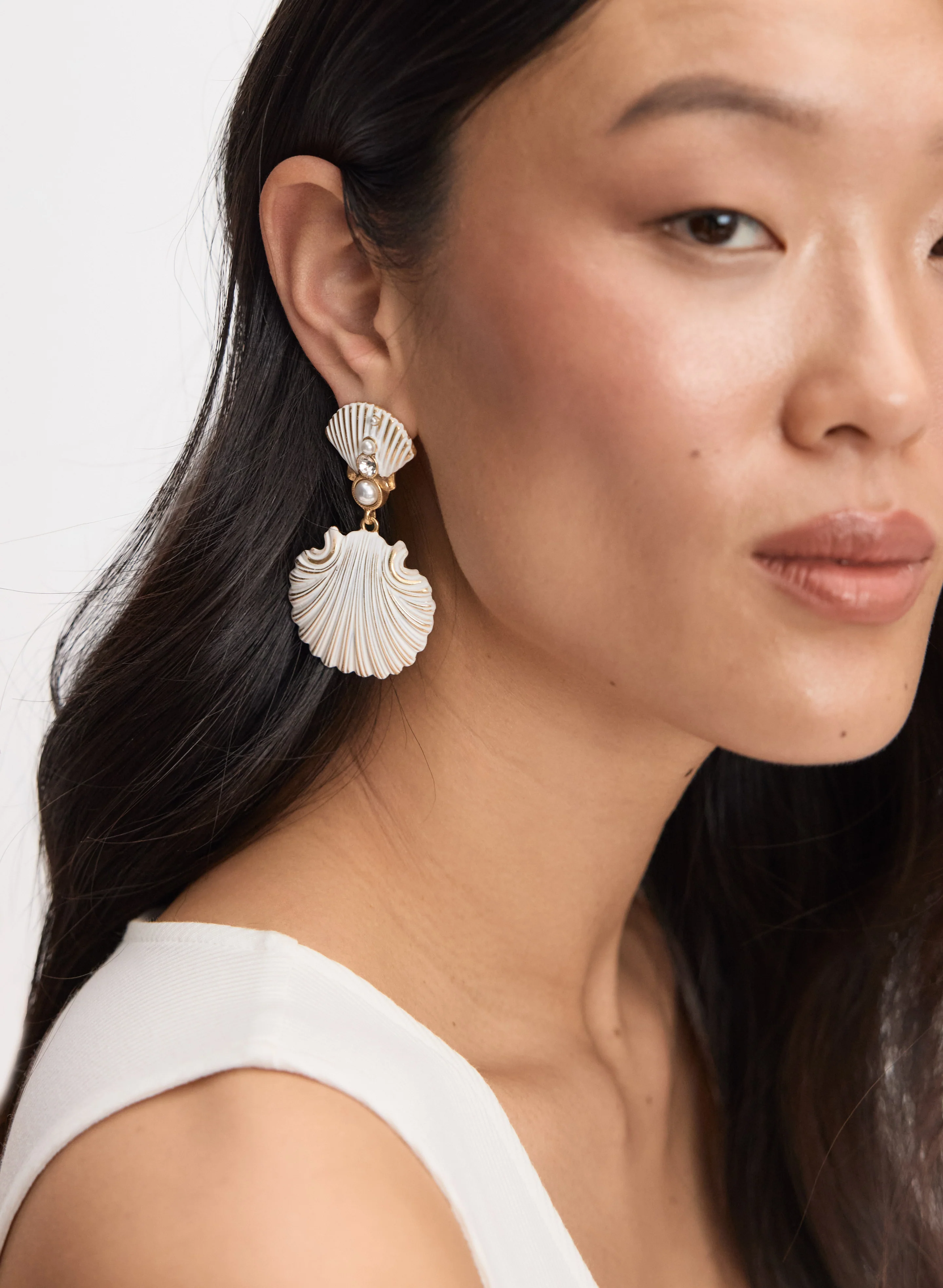 Patina Shell Drop Earrings - Image 2