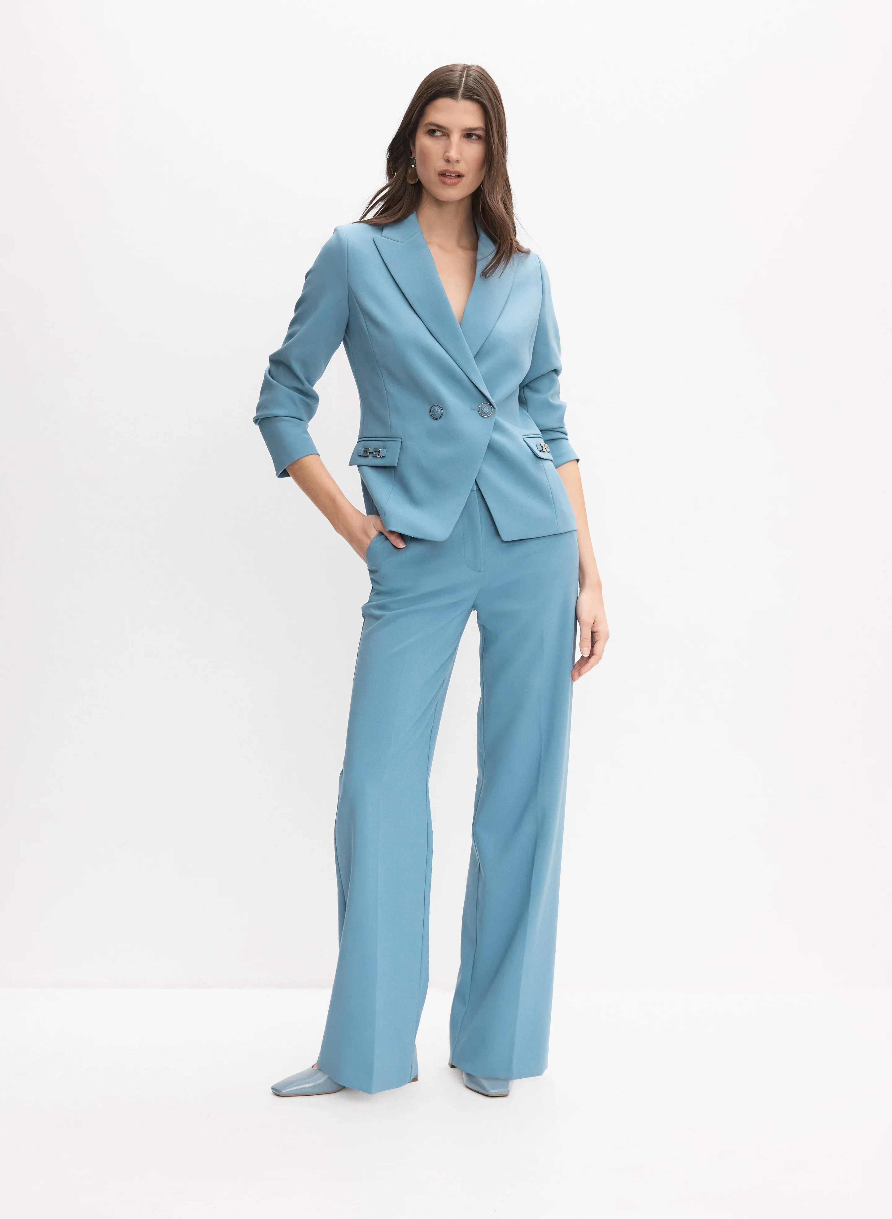 Peaked Lapel Blazer & Soho Wide-Leg Pants