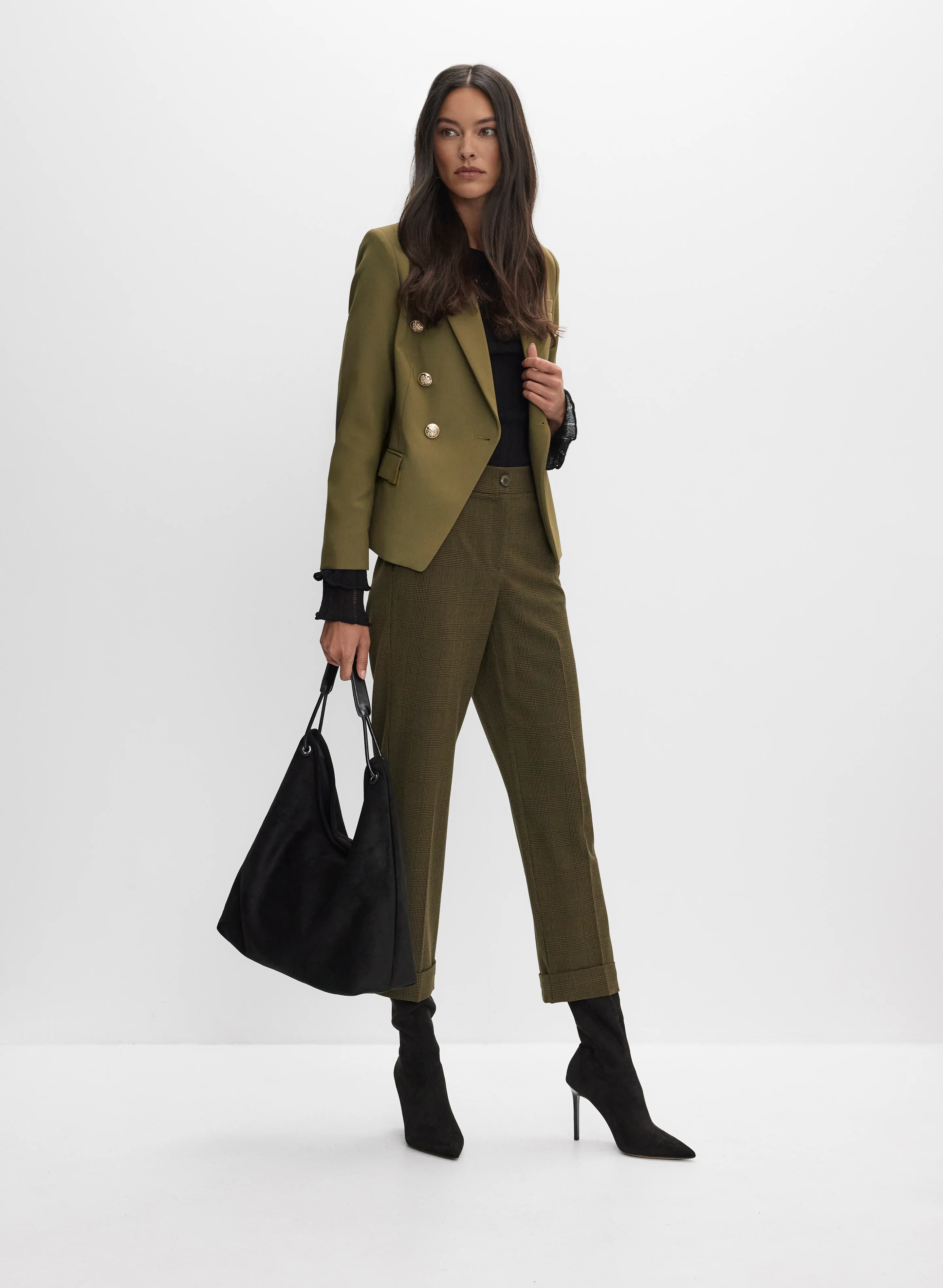 Peaked Lapel Blazer & Straight-Leg Pants