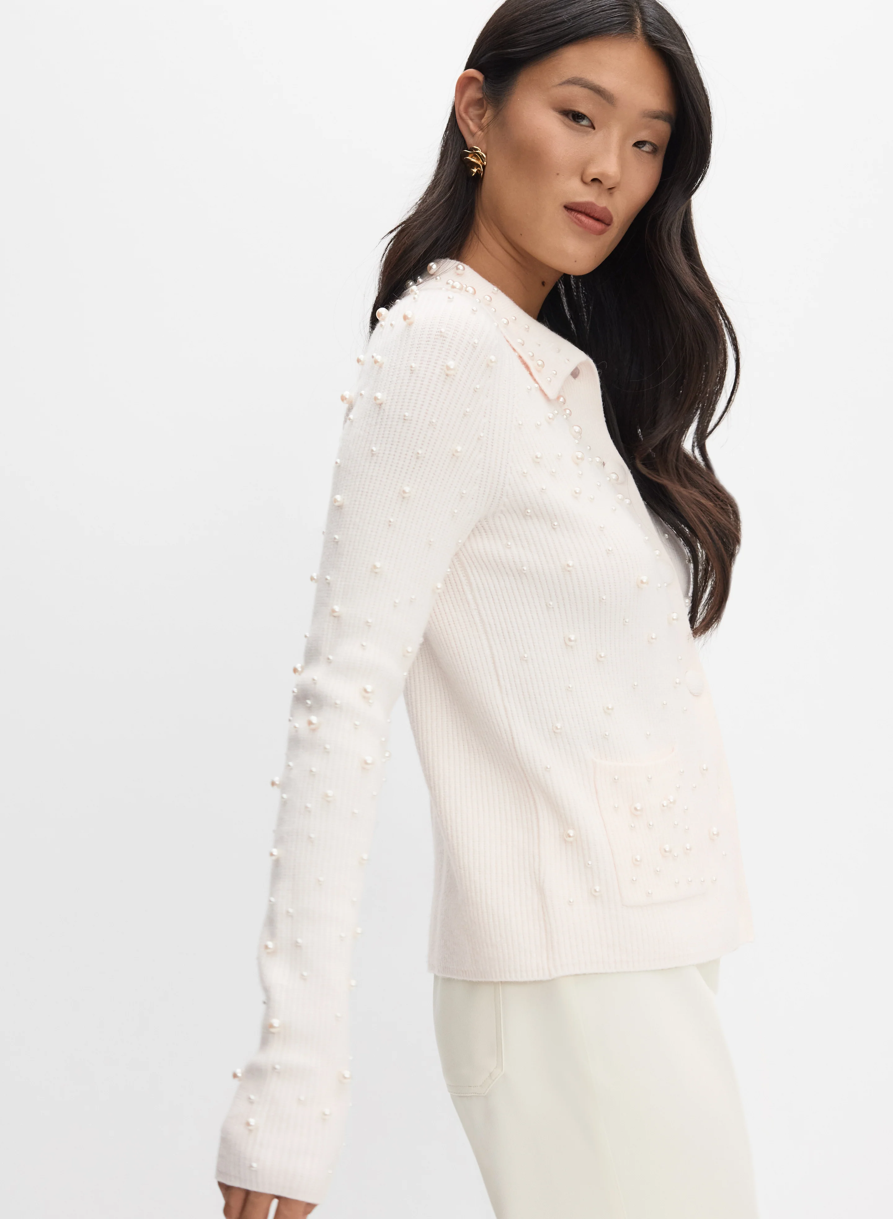 Pearl Embellished Cardigan - Image 5