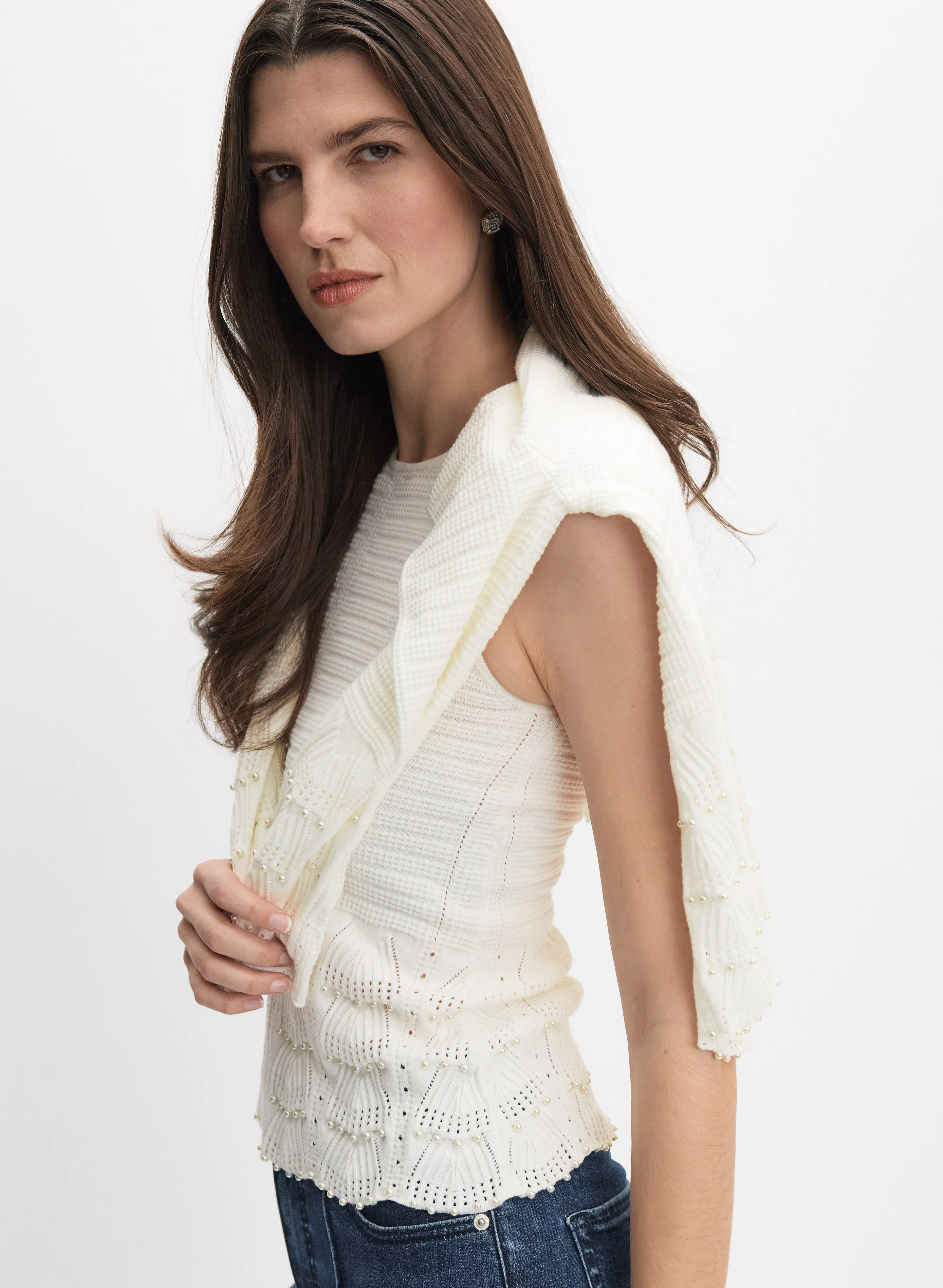 Pearl Embellished Knit Tank Top - Image 5