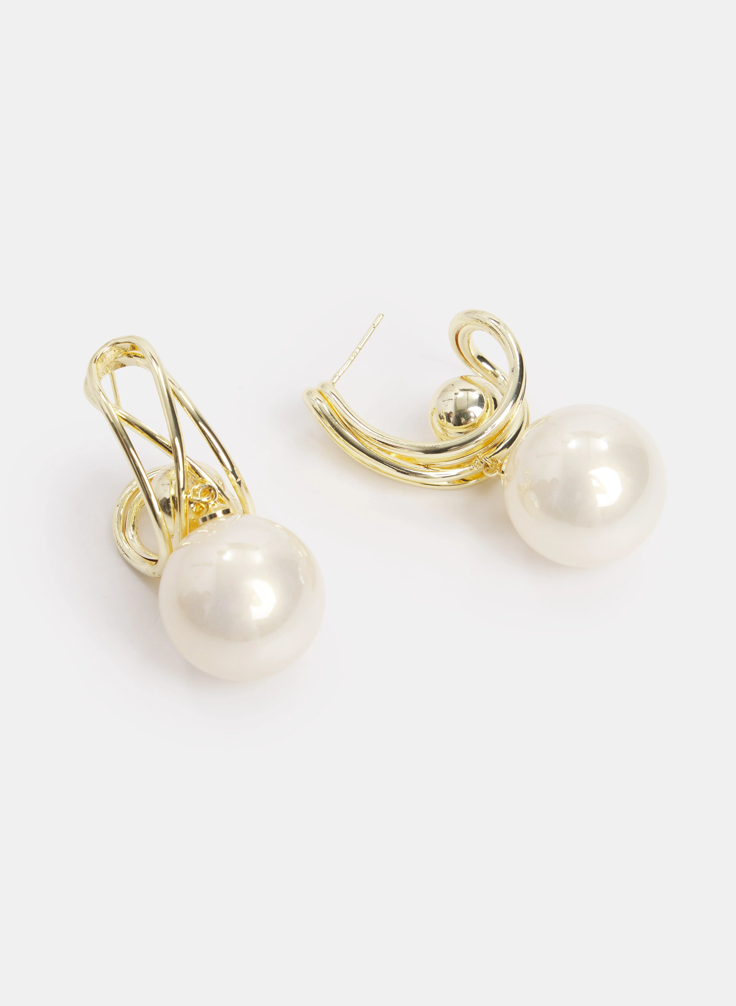 Pearl Open Hoop Earrings - Image 2