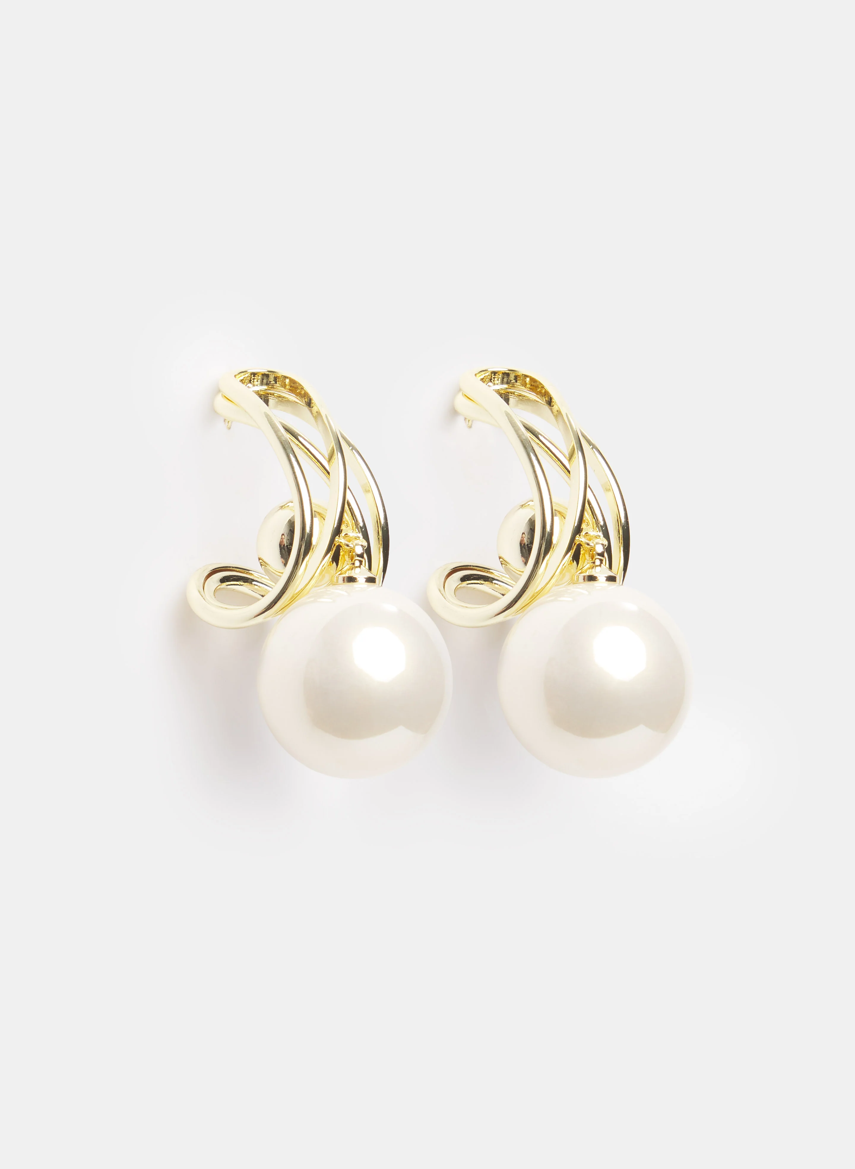Pearl Open Hoop Earrings - Image 3