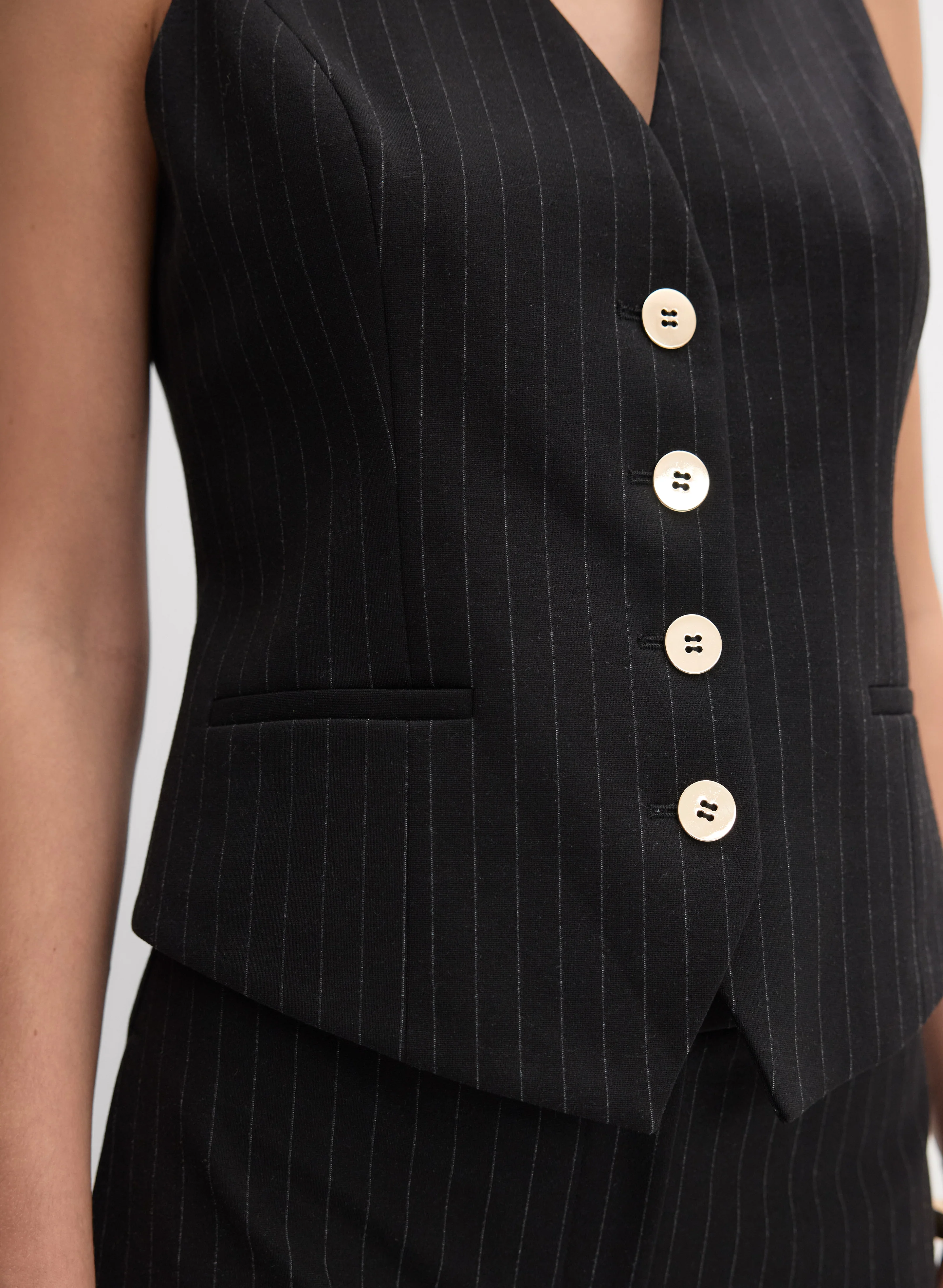 Pinstripe Button Vest - Image 3