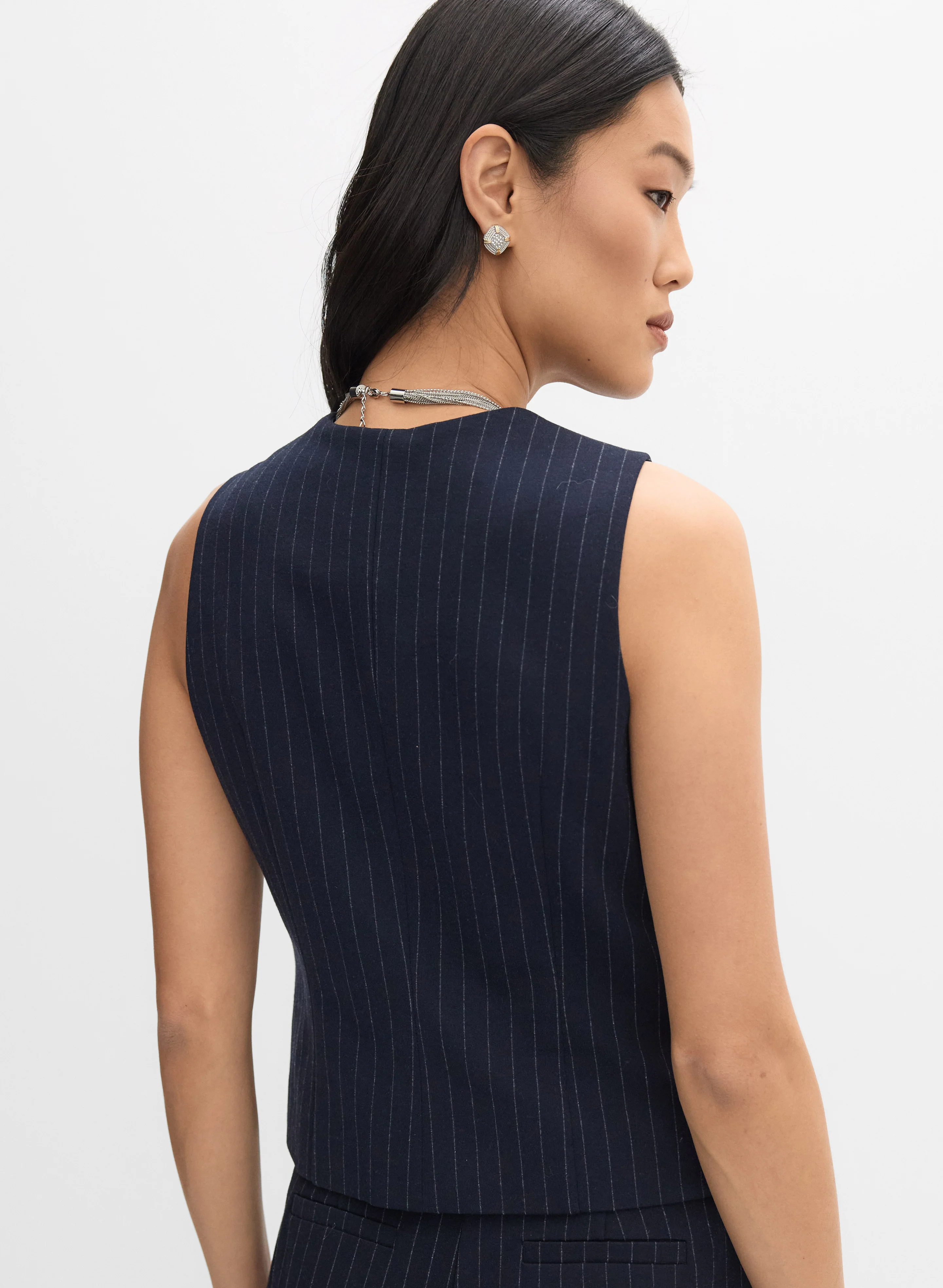 Pinstripe Button Vest - Image 4
