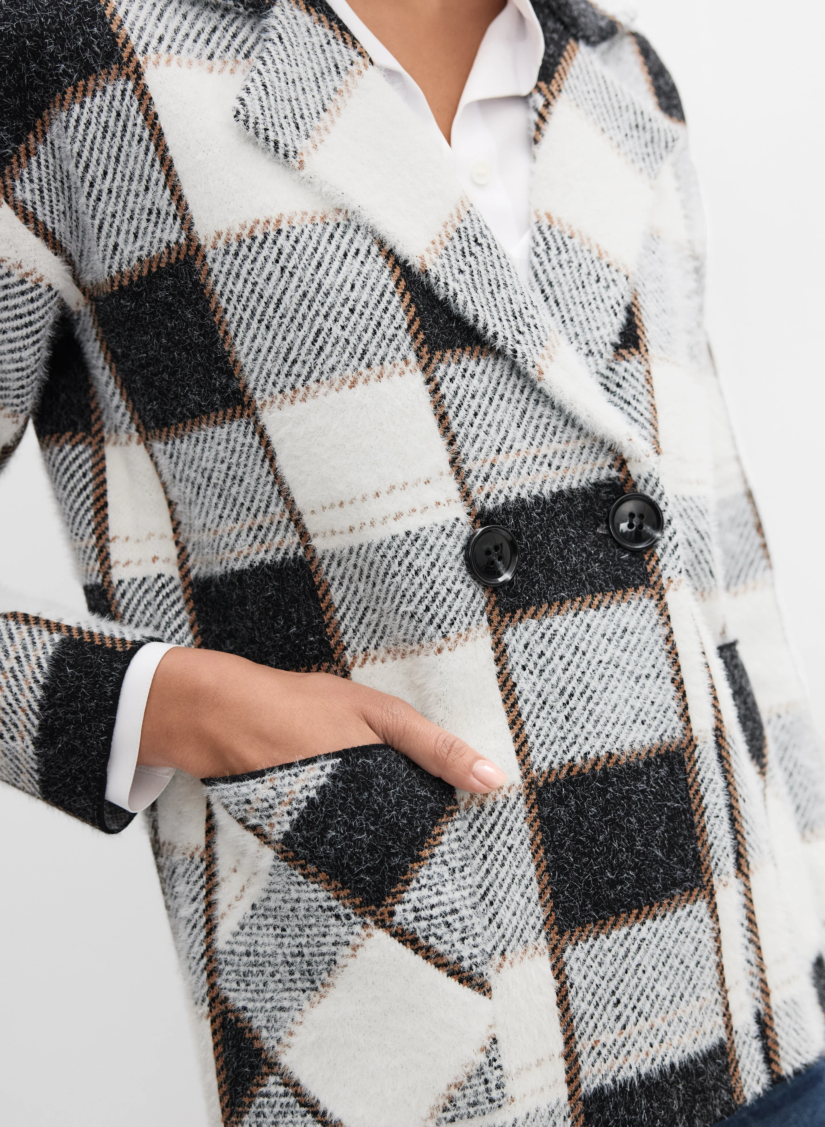 Plaid Knit Cardigan - Image 2