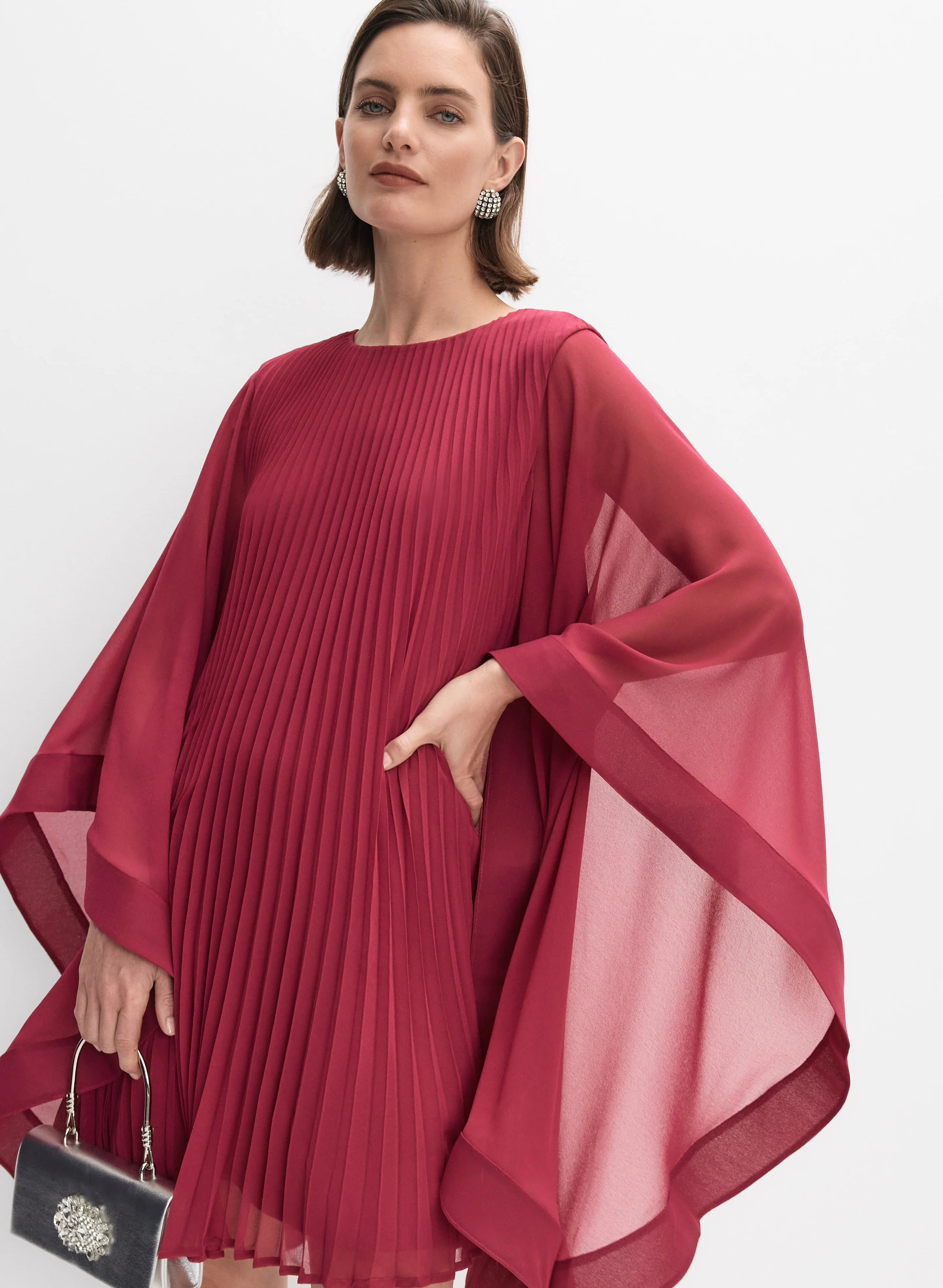 Pleated Cape Sleeve Dress - Image 10
