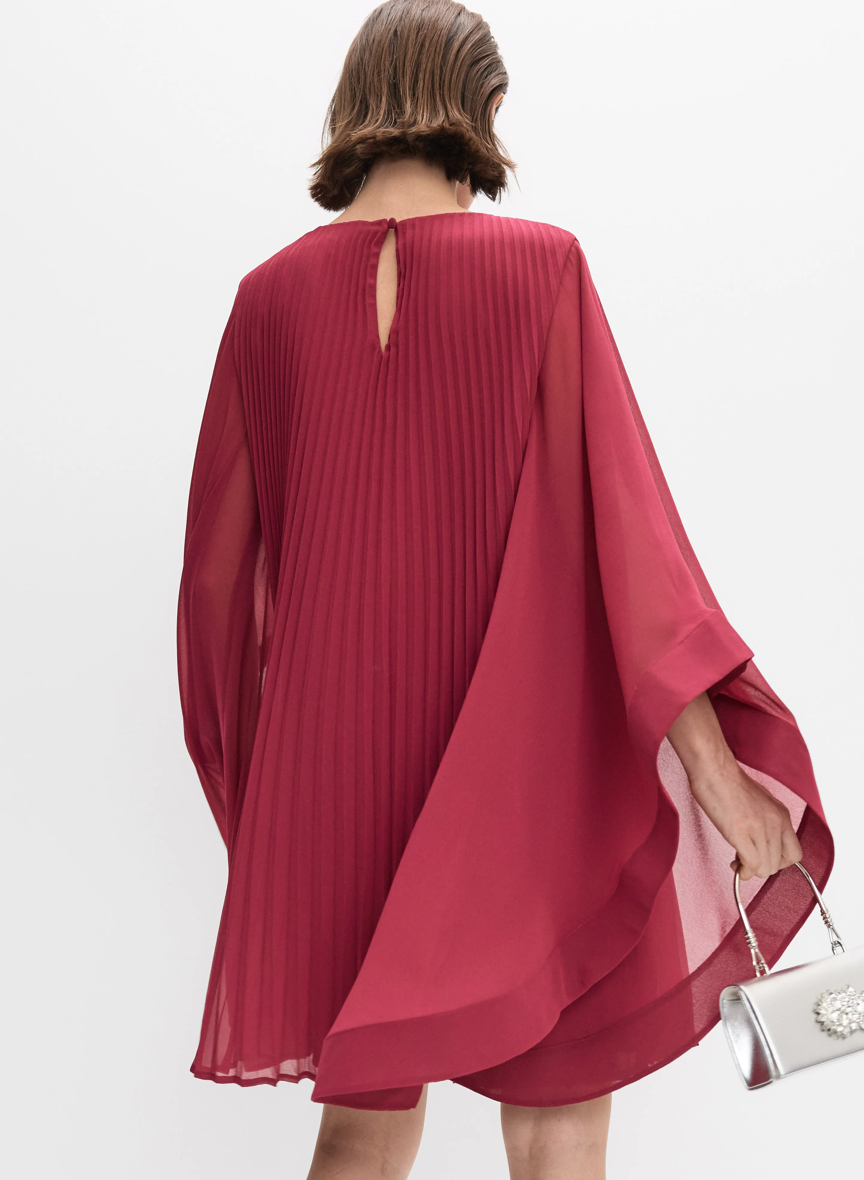 Pleated Cape Sleeve Dress - Image 3