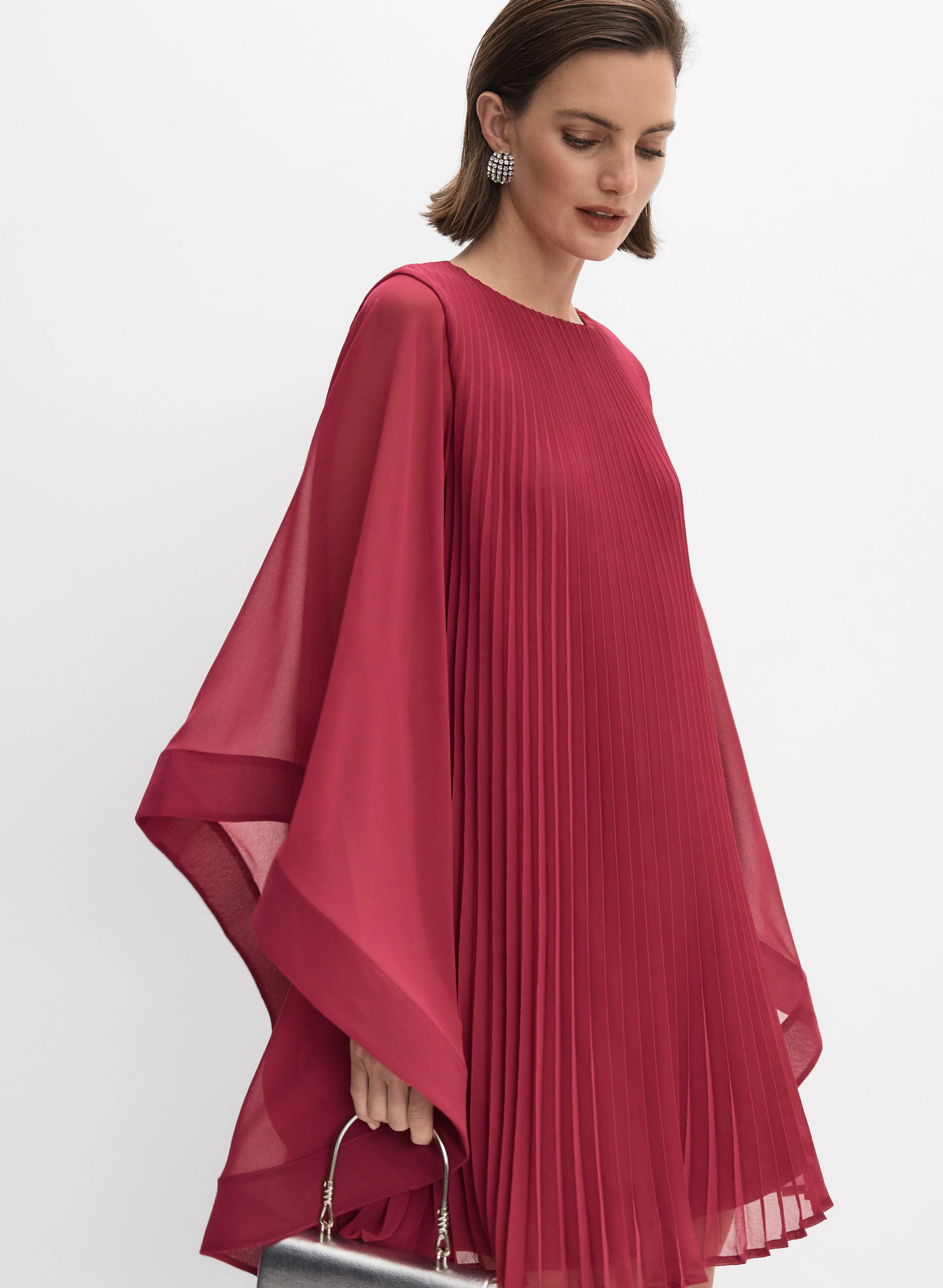 Pleated Cape Sleeve Dress - Image 8
