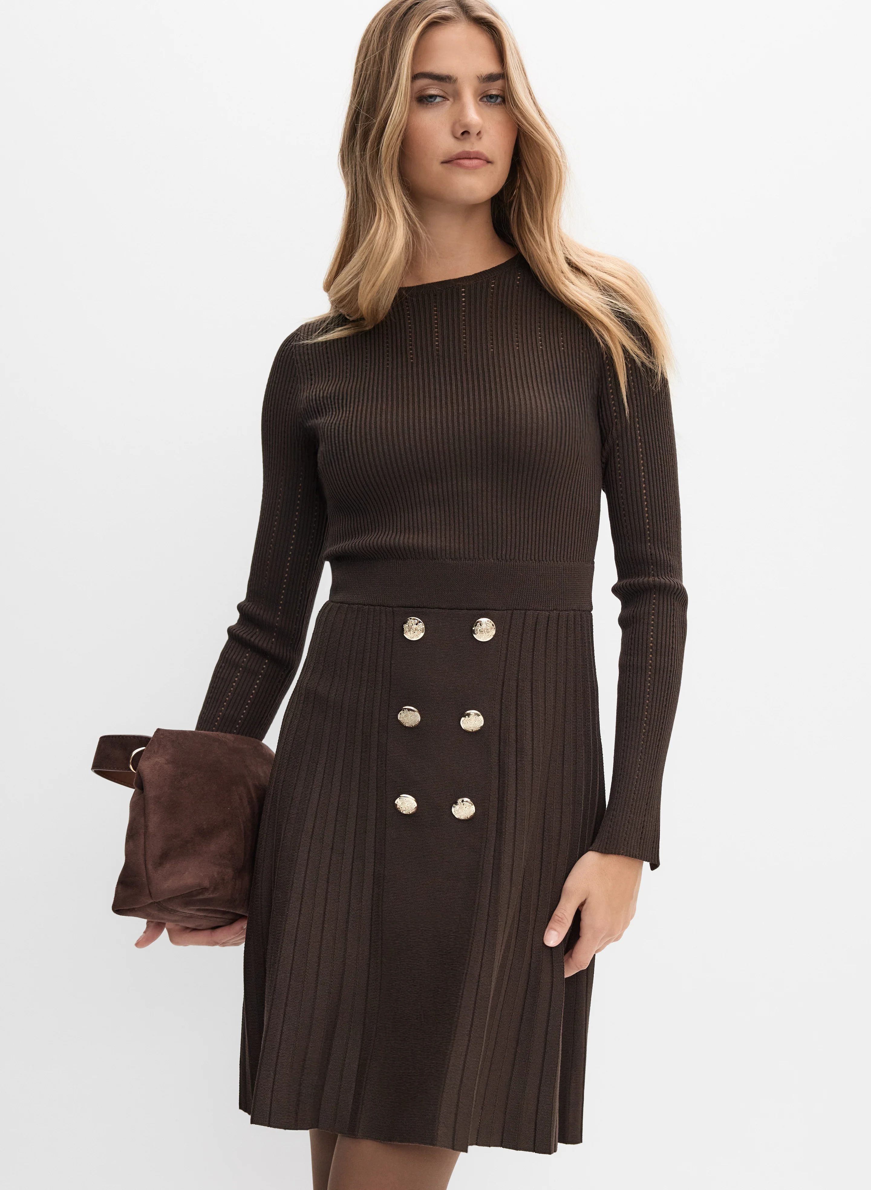 Pointelle Detail Sweater Dress - Image 7