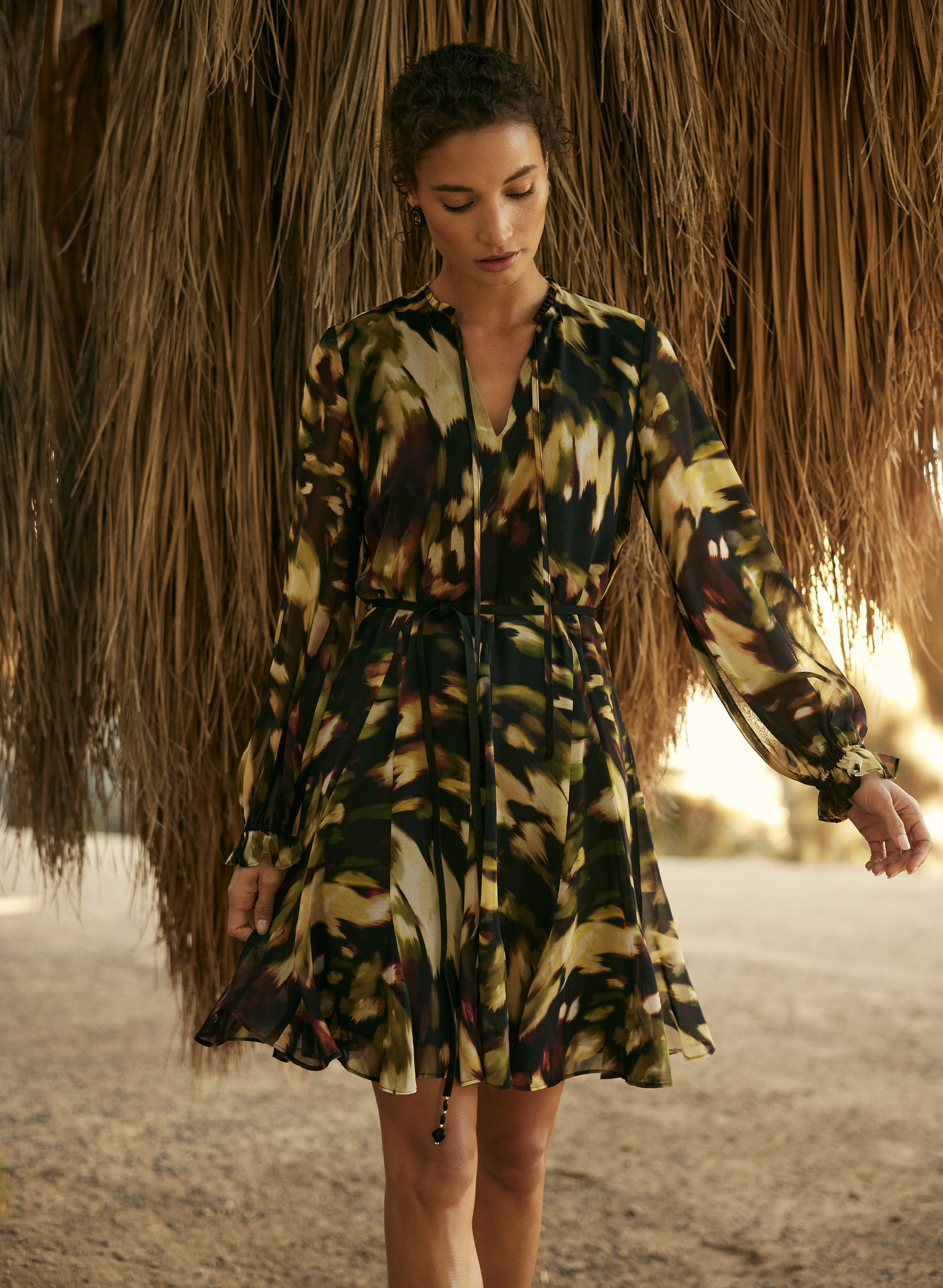 Printed Chiffon Dress - Image 3