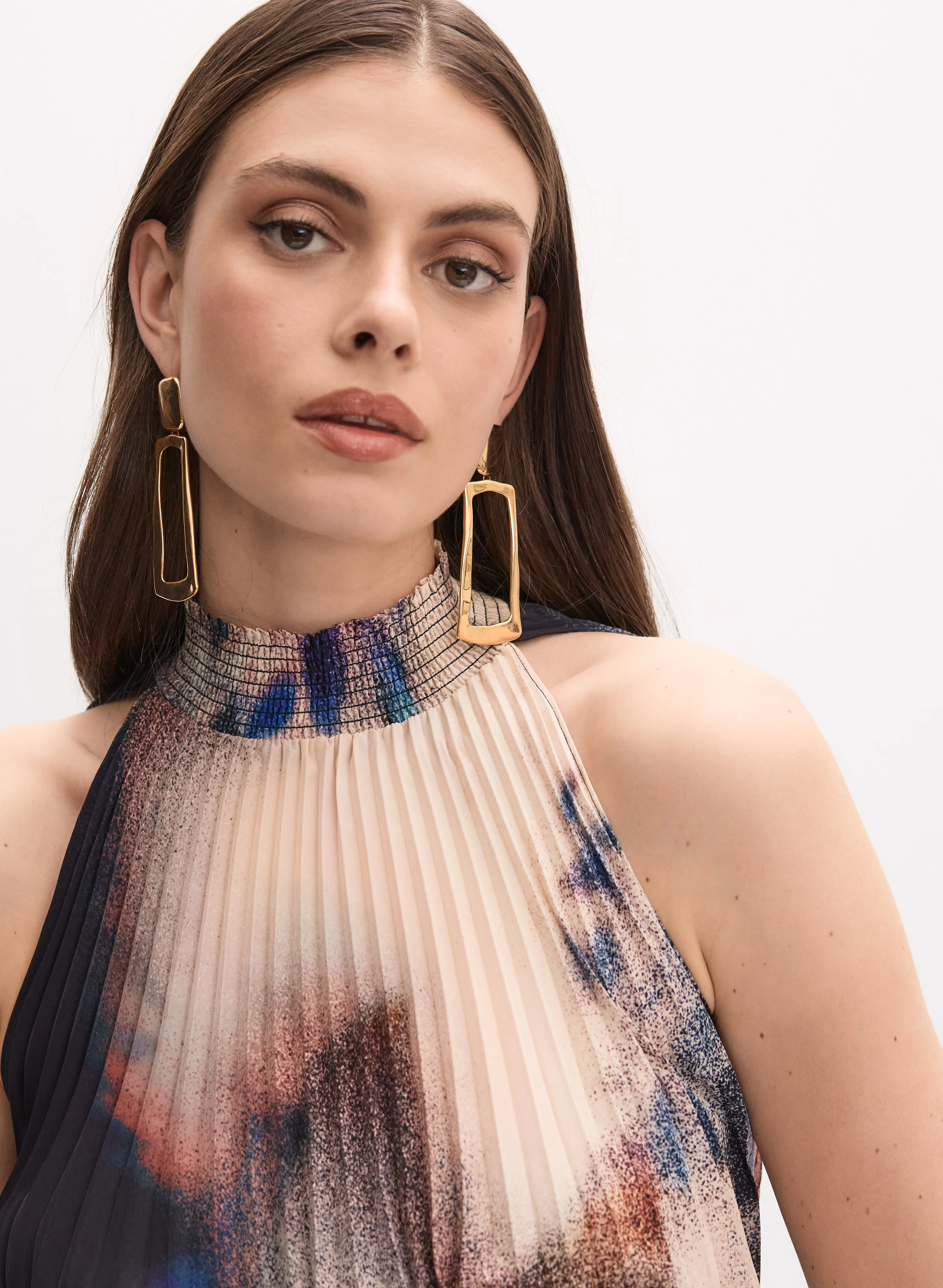 Printed Pleat Dress - Image 5