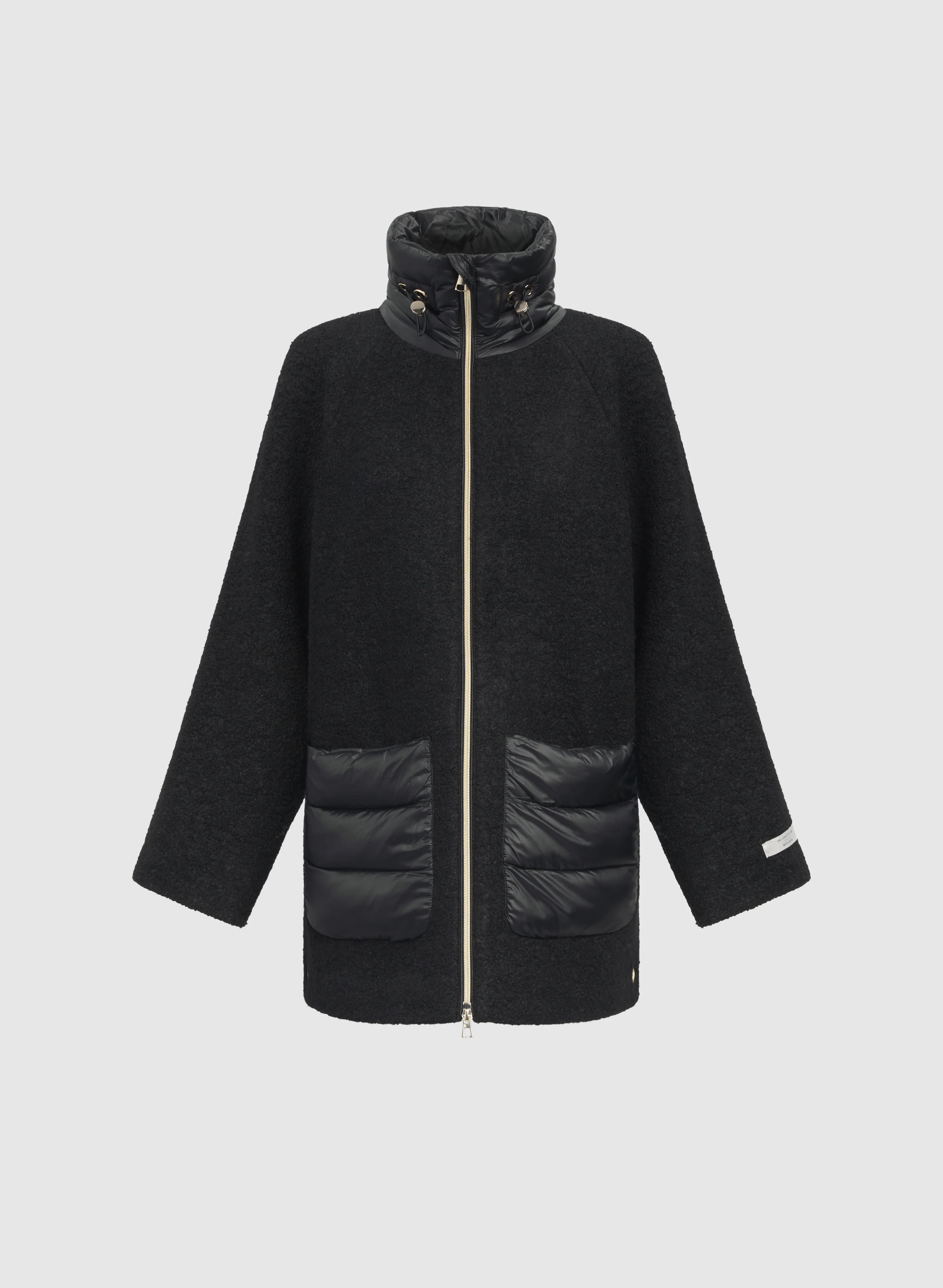 Quilted Detail Boiled Wool Coat - Image 7