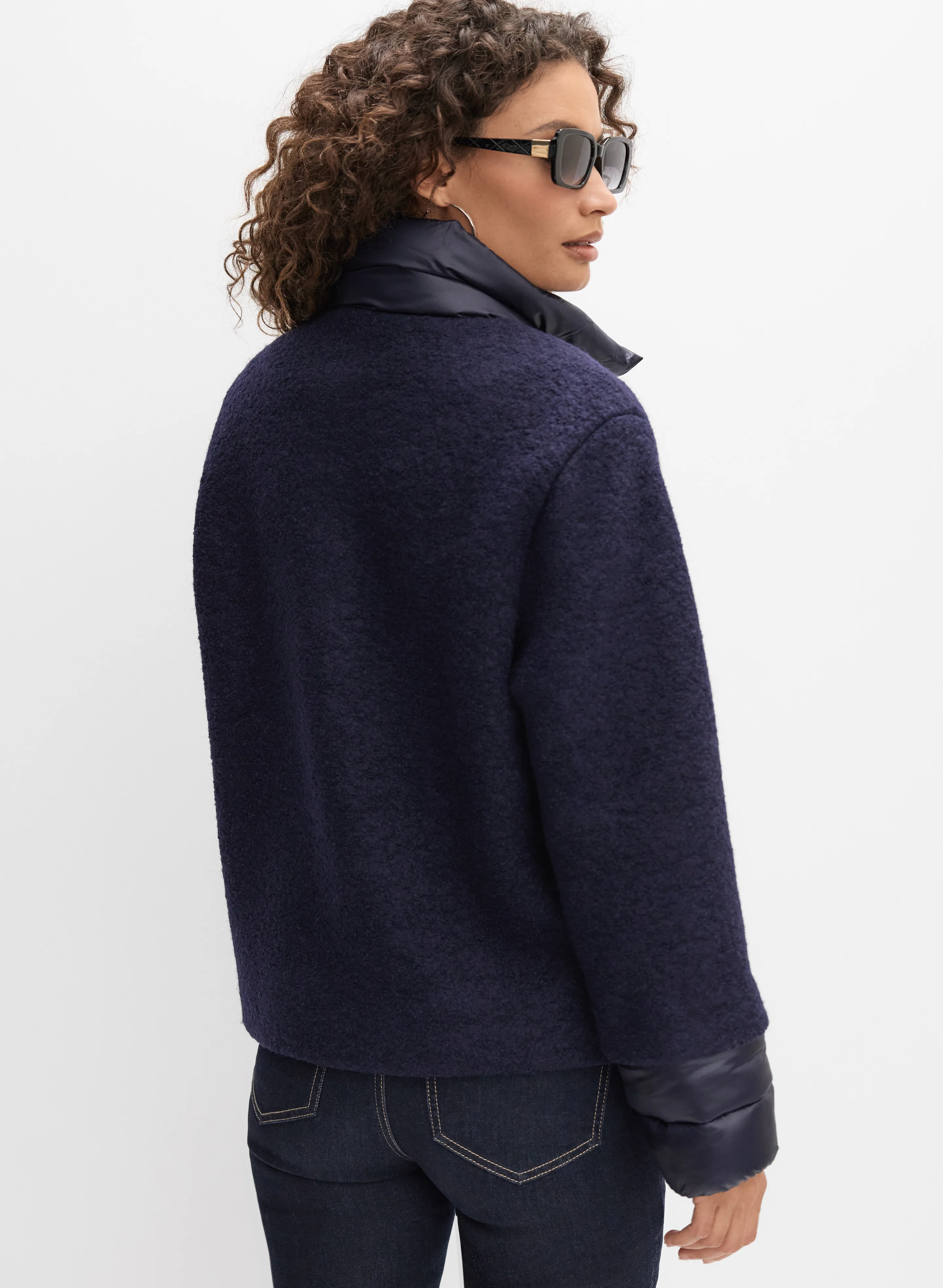 Quilted Detail Boiled Wool Coat - Image 4