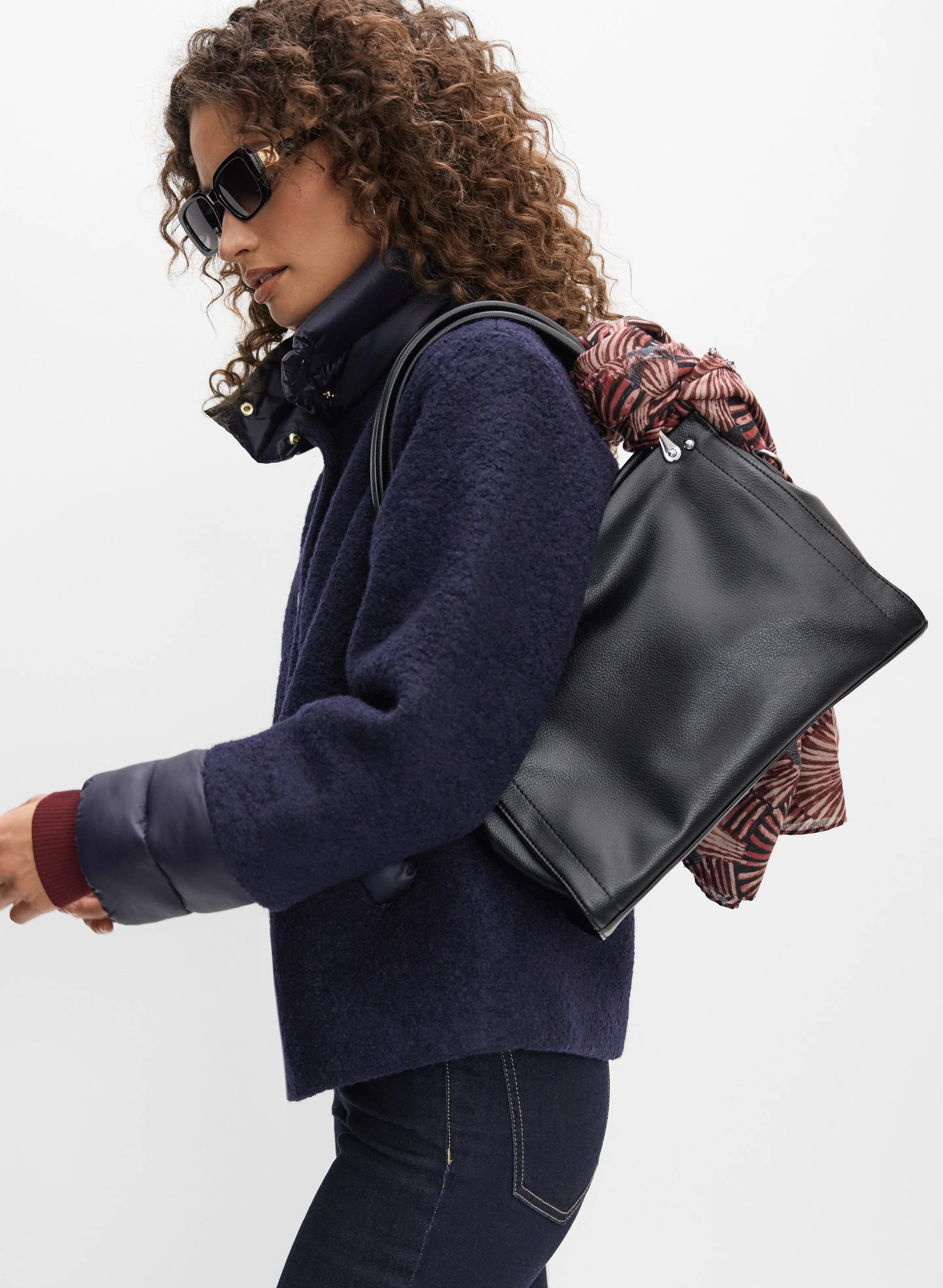 Quilted Detail Boiled Wool Coat - Image 5