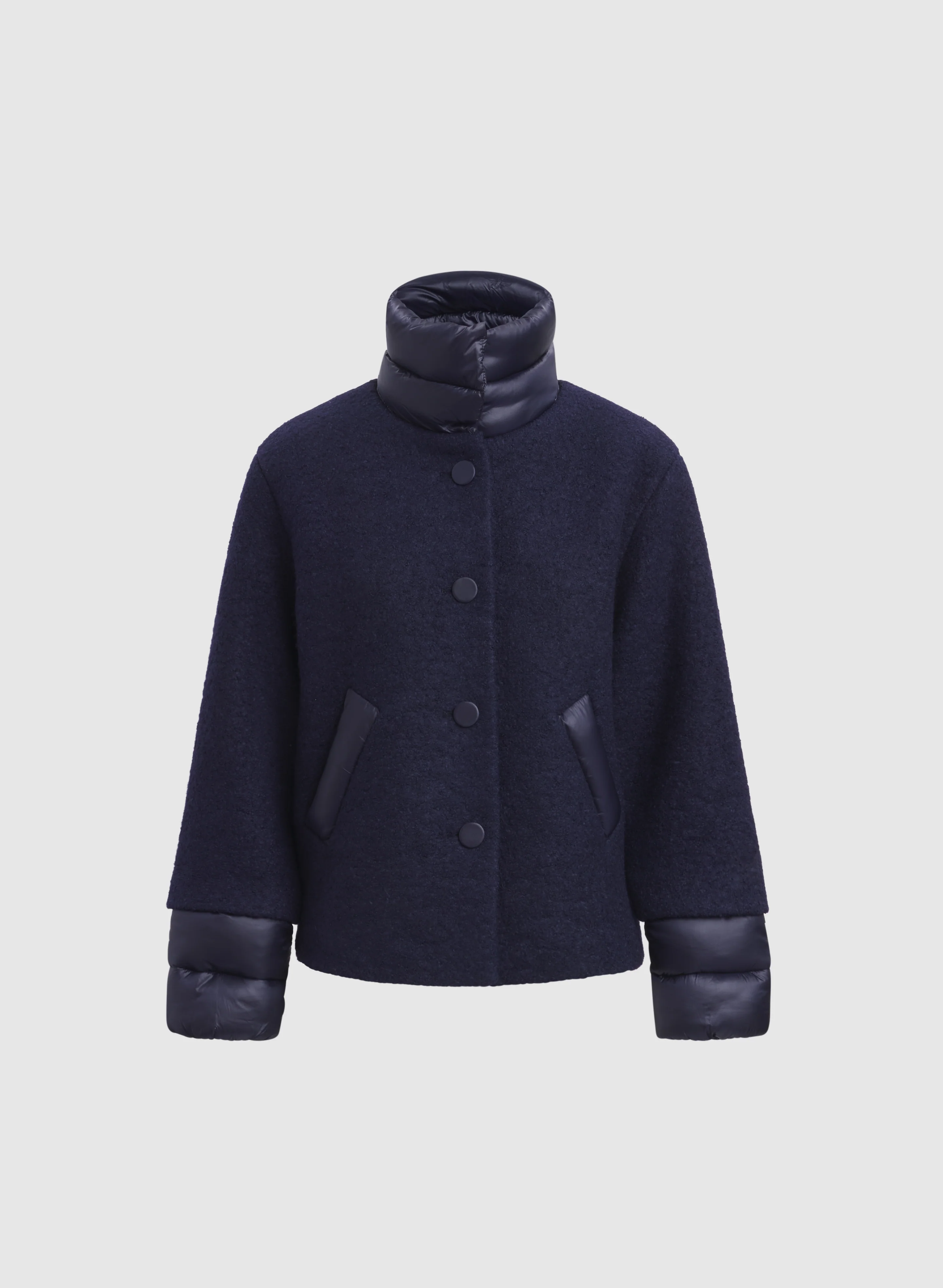 Quilted Detail Boiled Wool Coat - Image 6