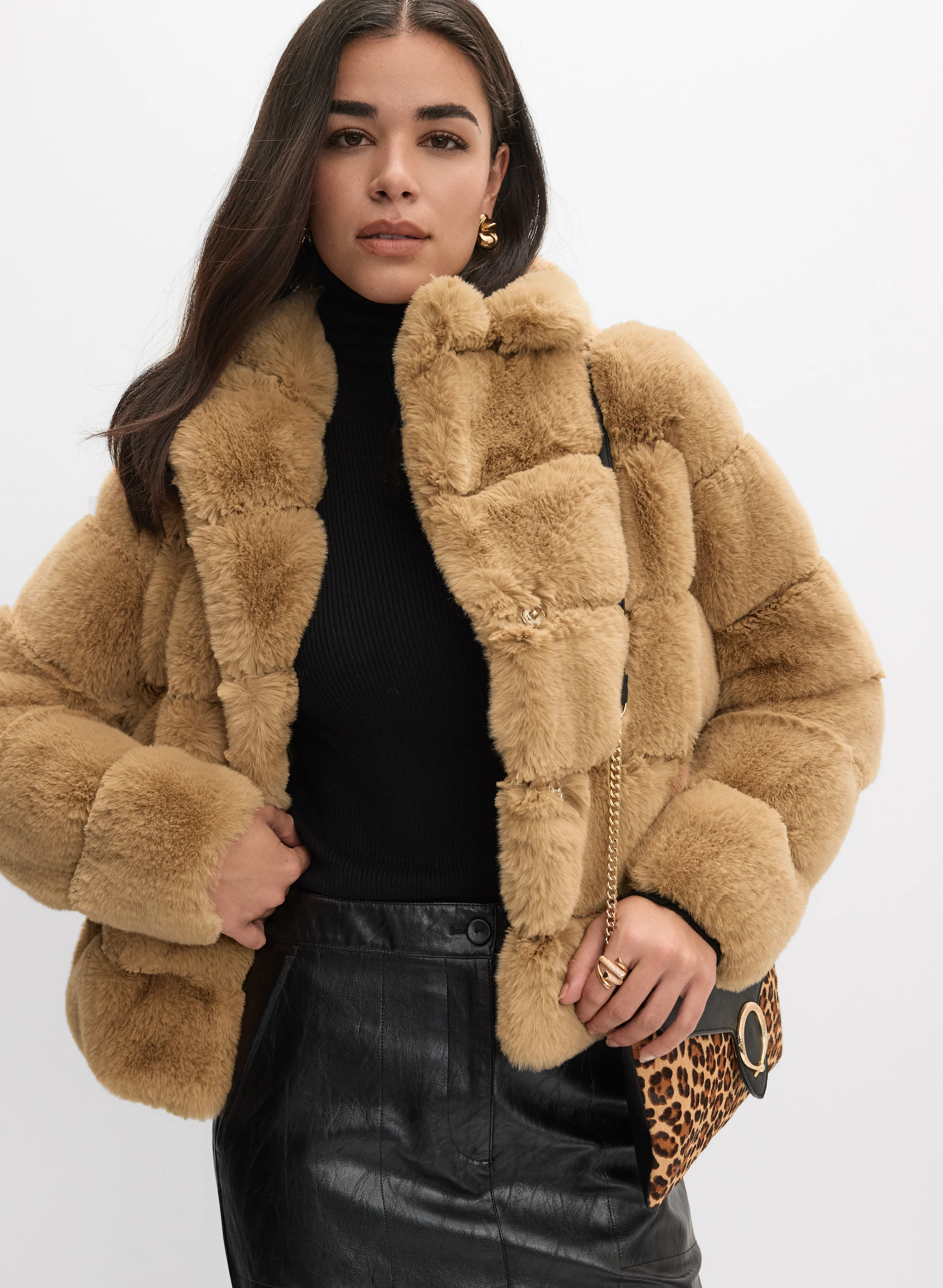 Quilted Faux Fur Coat