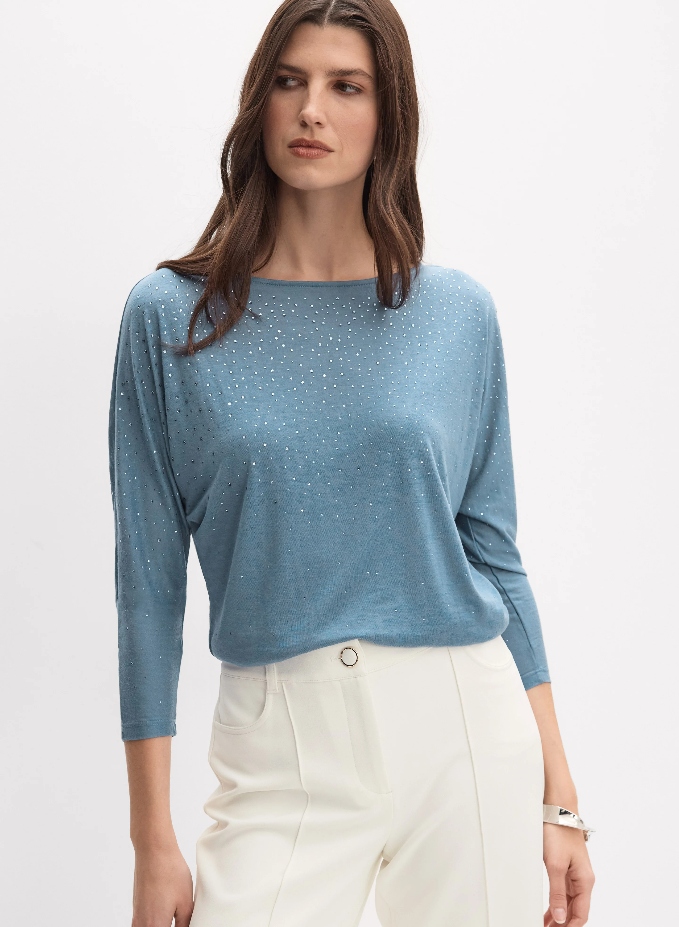 Rhinestone 3/4 Sleeve T-Shirt