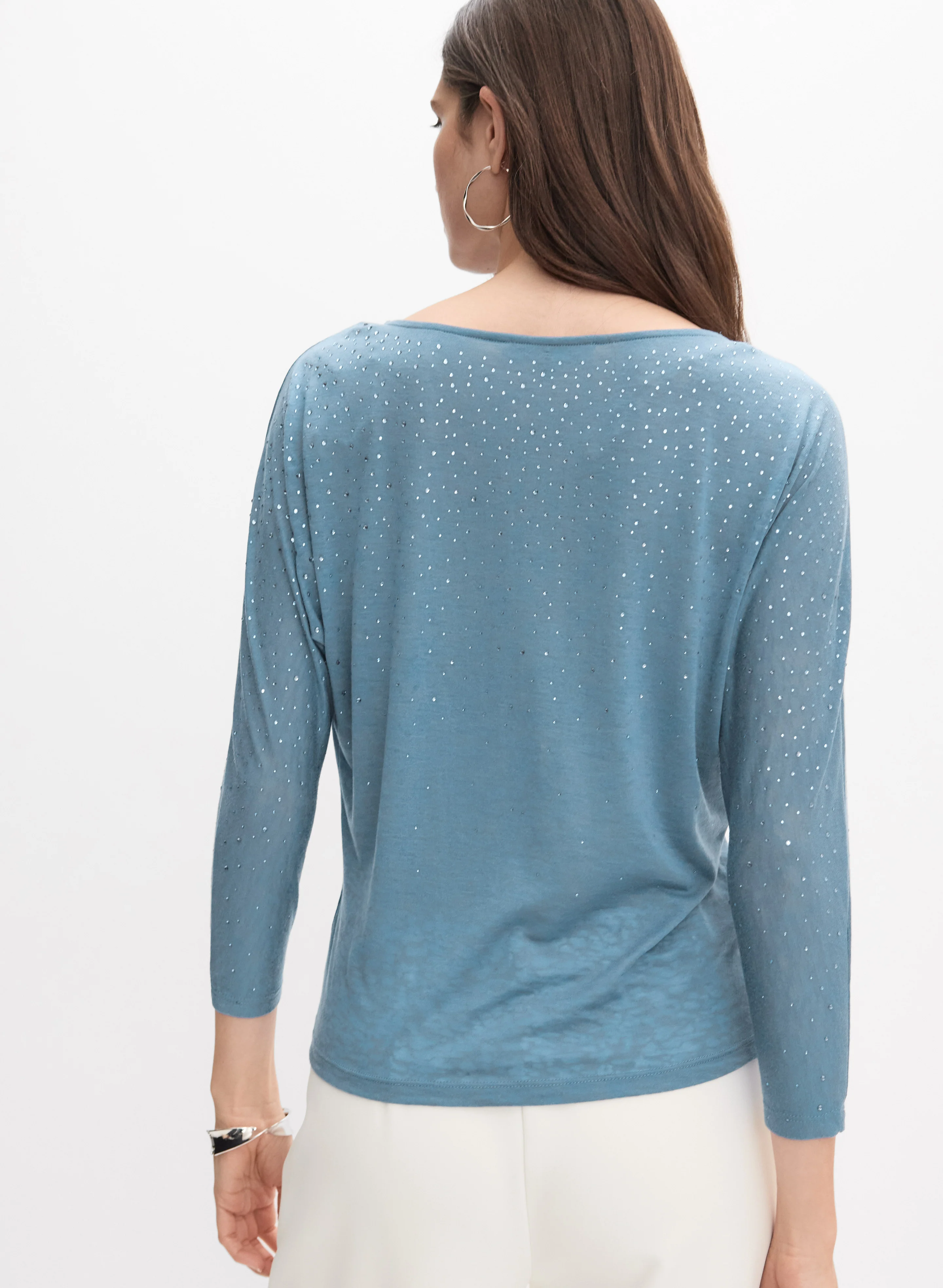 Rhinestone 3/4 Sleeve T-Shirt - Image 4