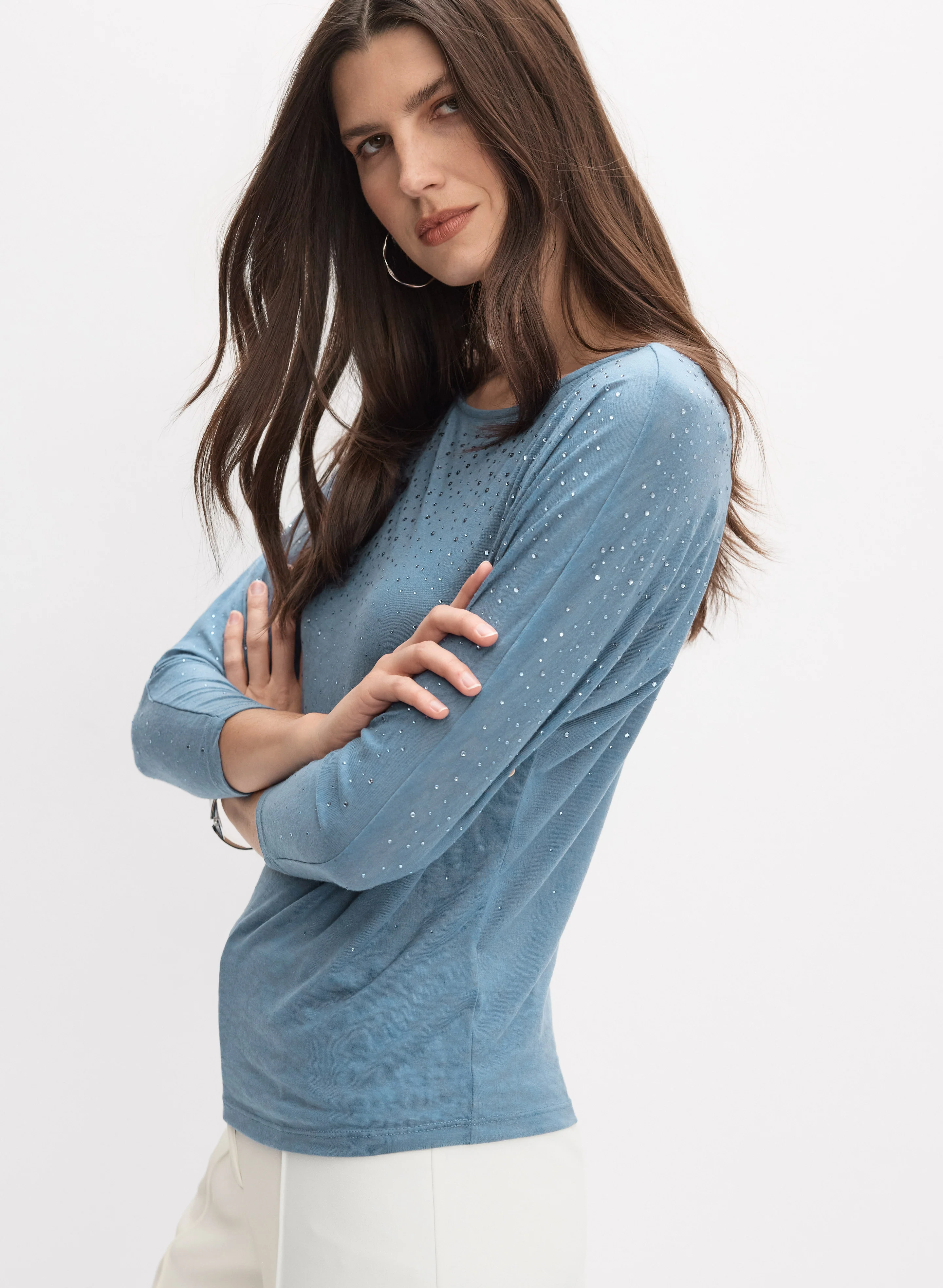 Rhinestone 3/4 Sleeve T-Shirt - Image 5