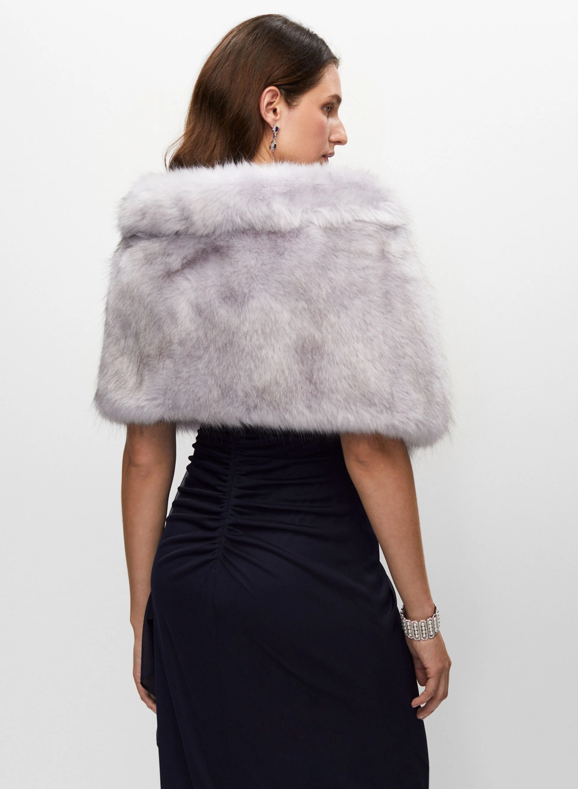 Rhinestone Clip Faux Fur Stole - Image 2