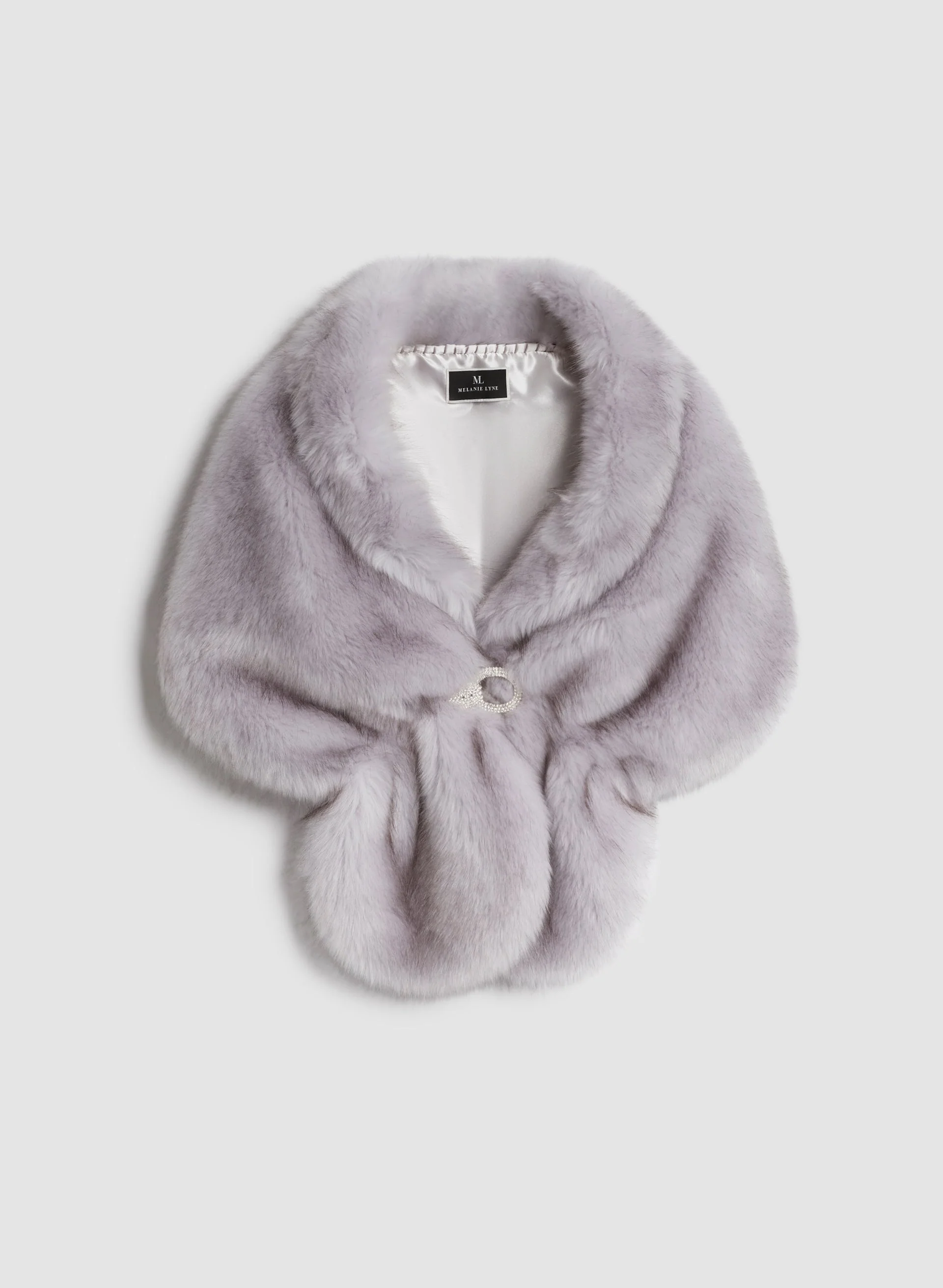 Rhinestone Clip Faux Fur Stole - Image 6