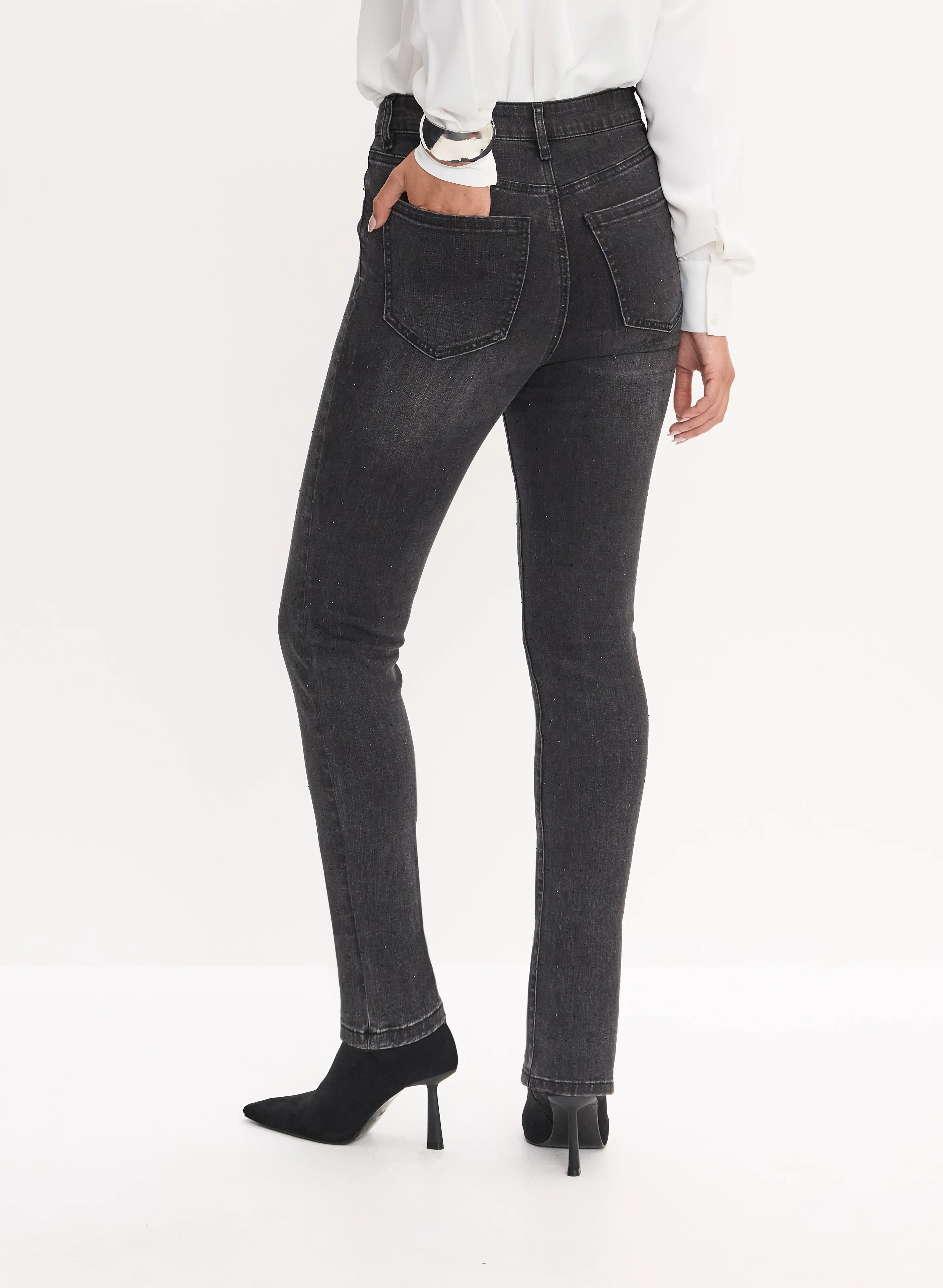 Rhinestone Detail Slim Leg Jeans - Image 4