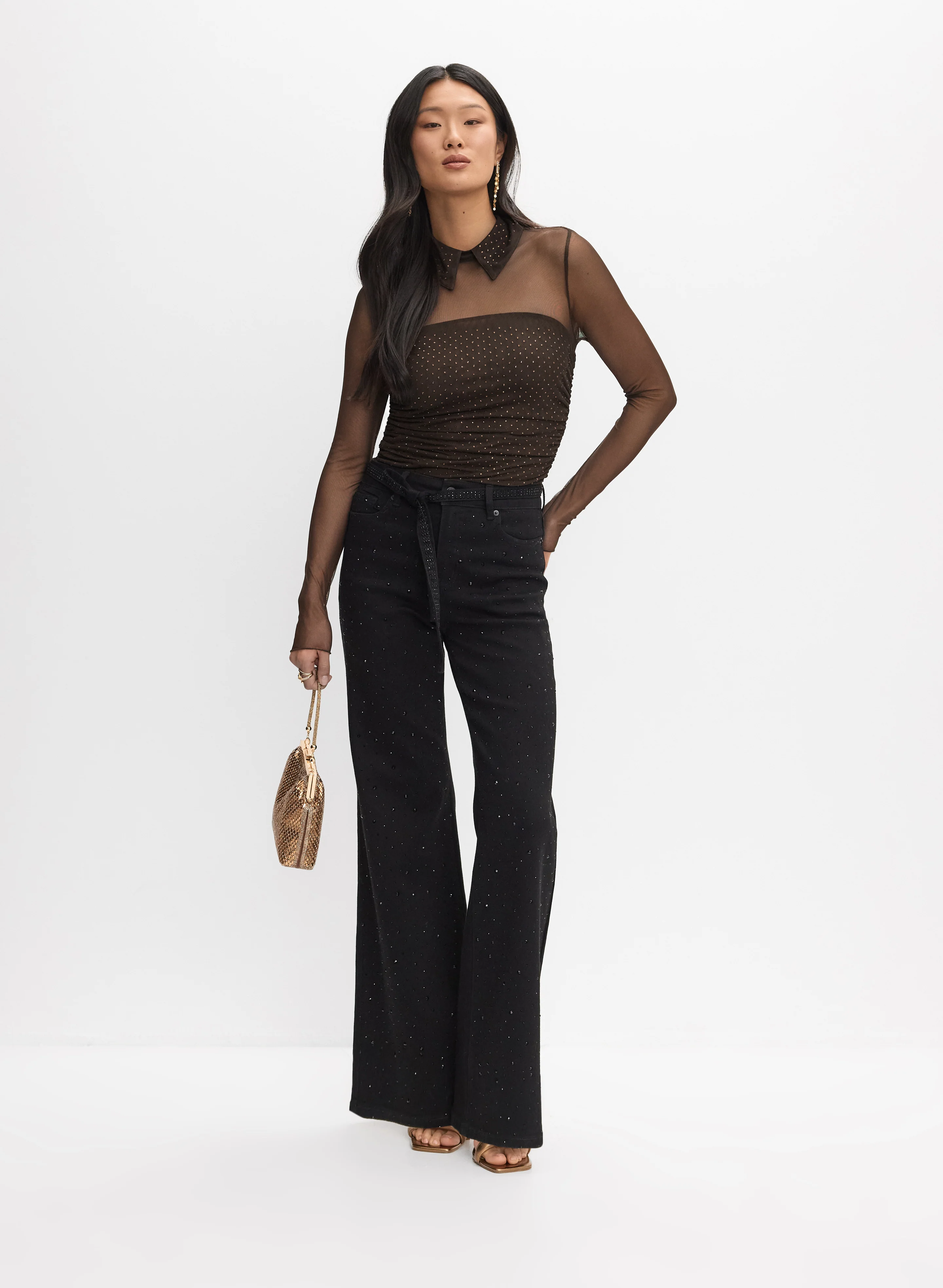 Rhinestone & Mesh Top - Image 3
