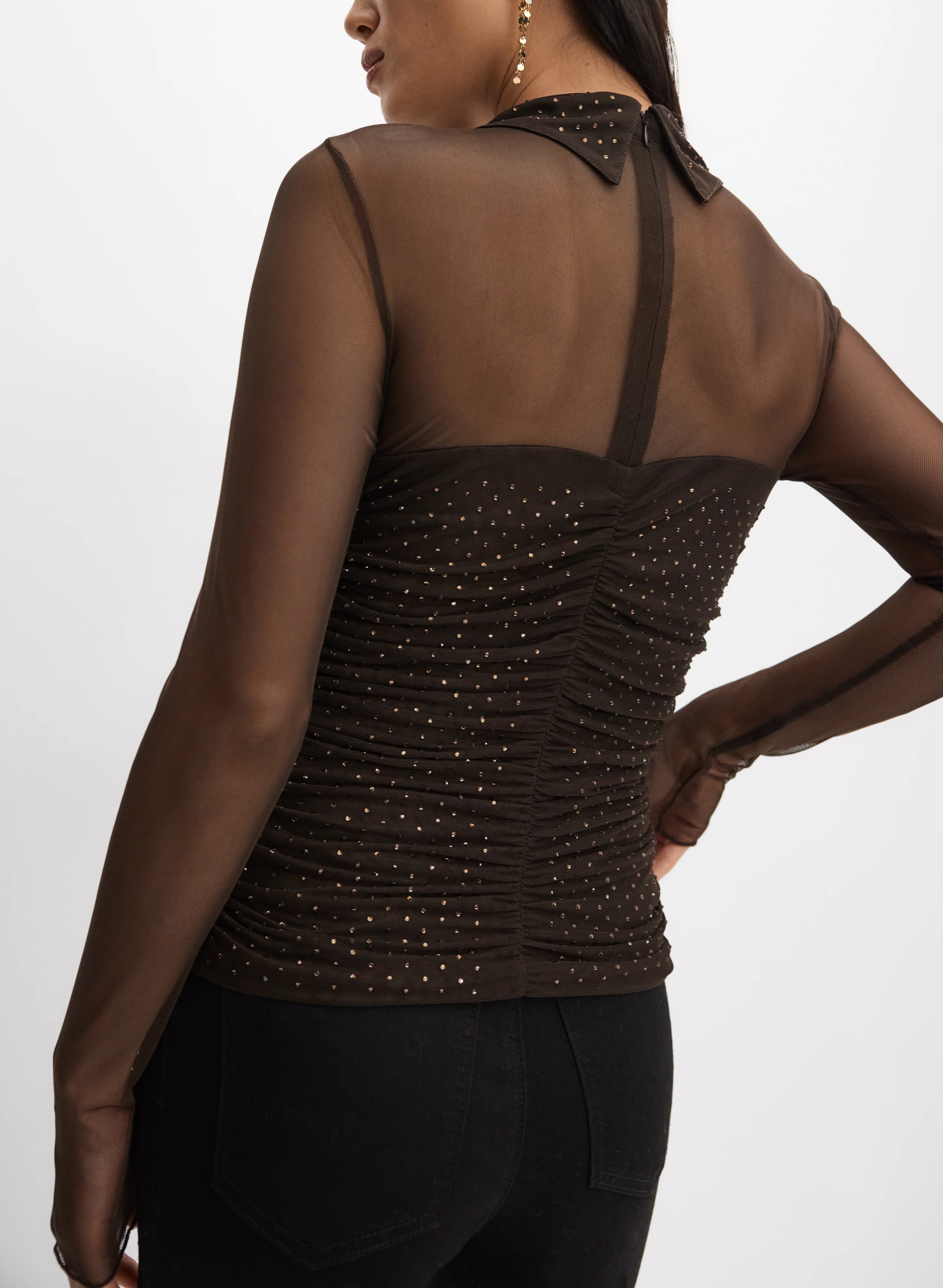Rhinestone & Mesh Top - Image 4