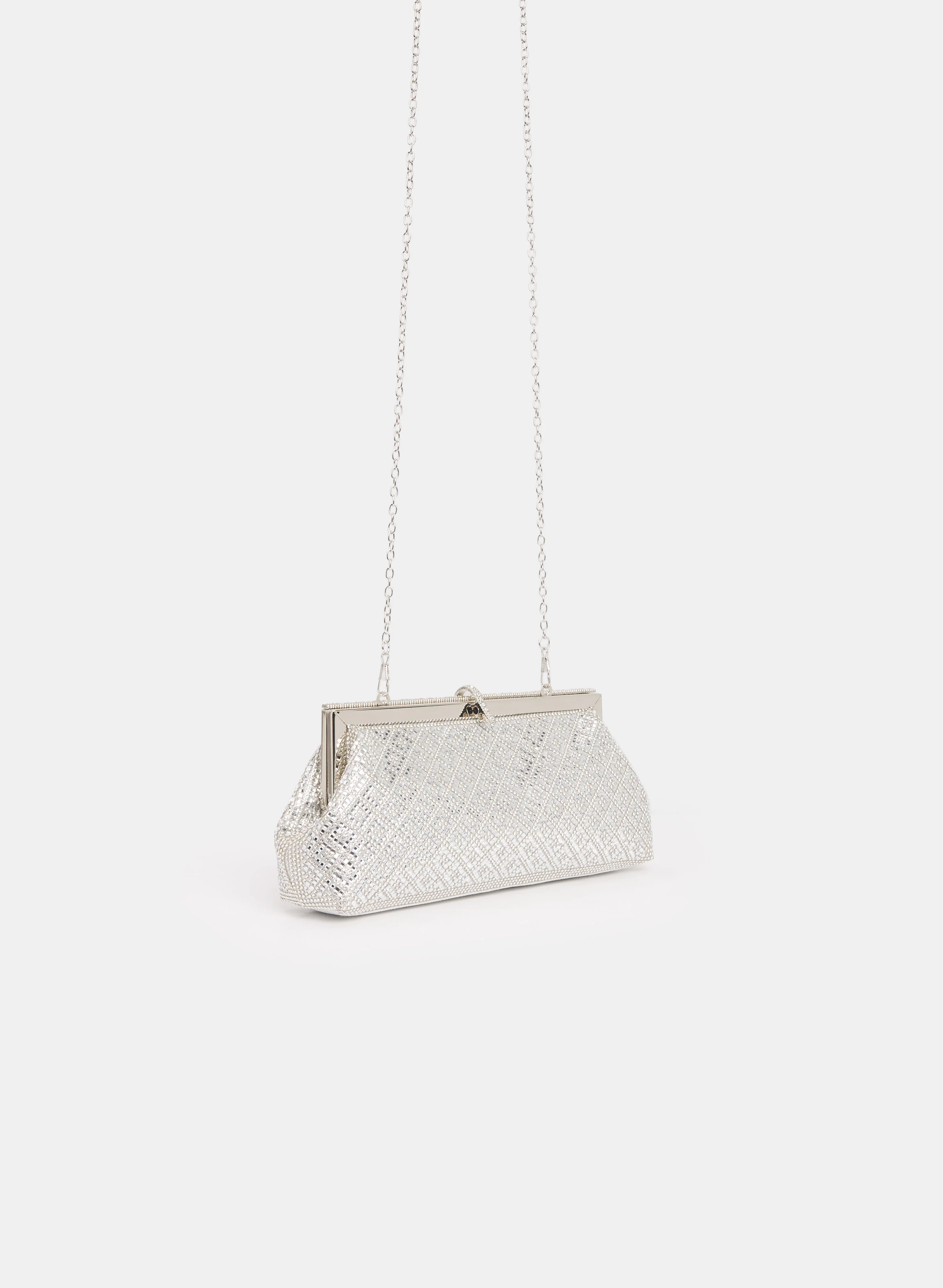 Rhinestone Metallic Clutch - Image 3