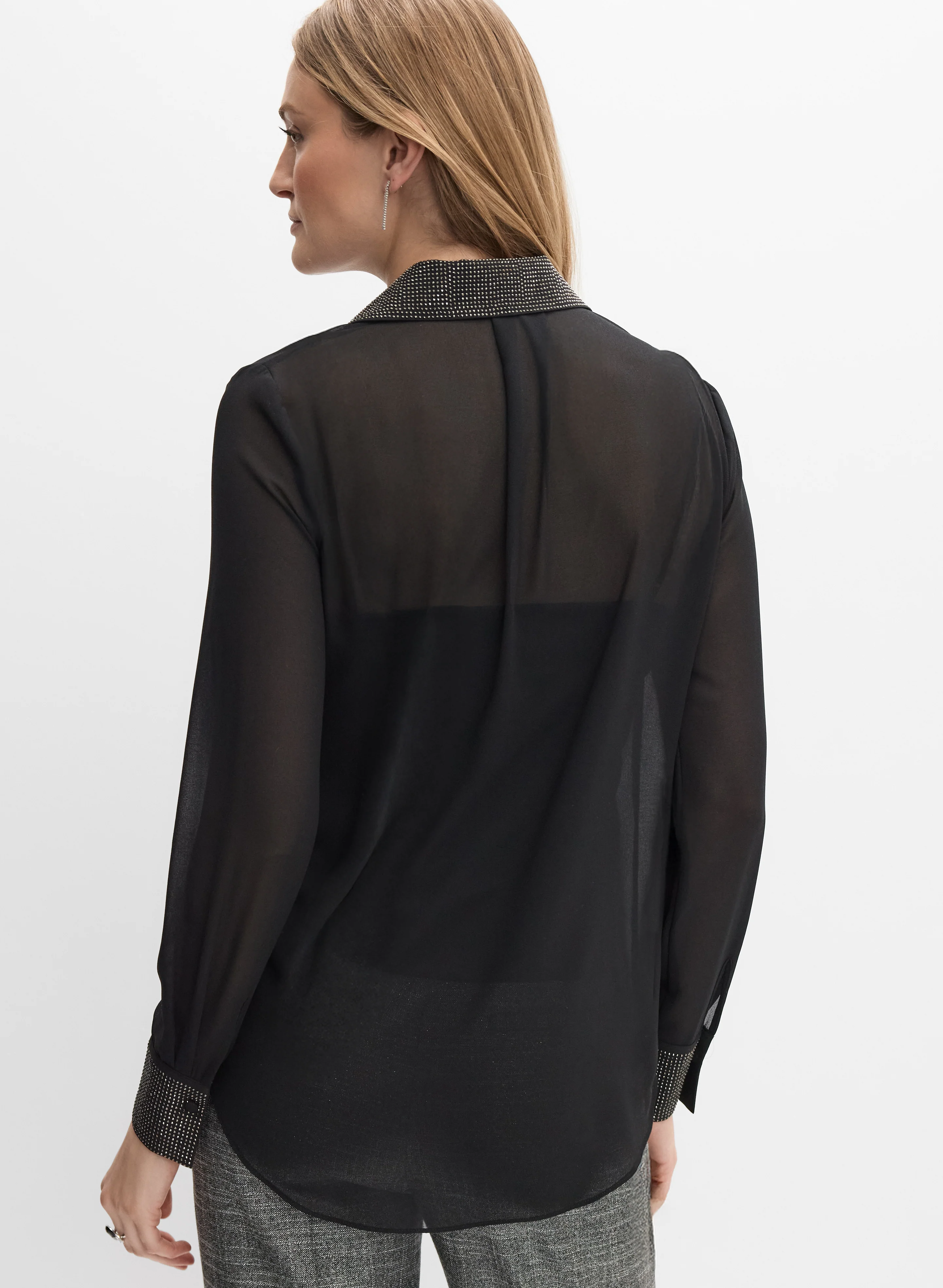 Rhinestone Trim Blouse - Image 4