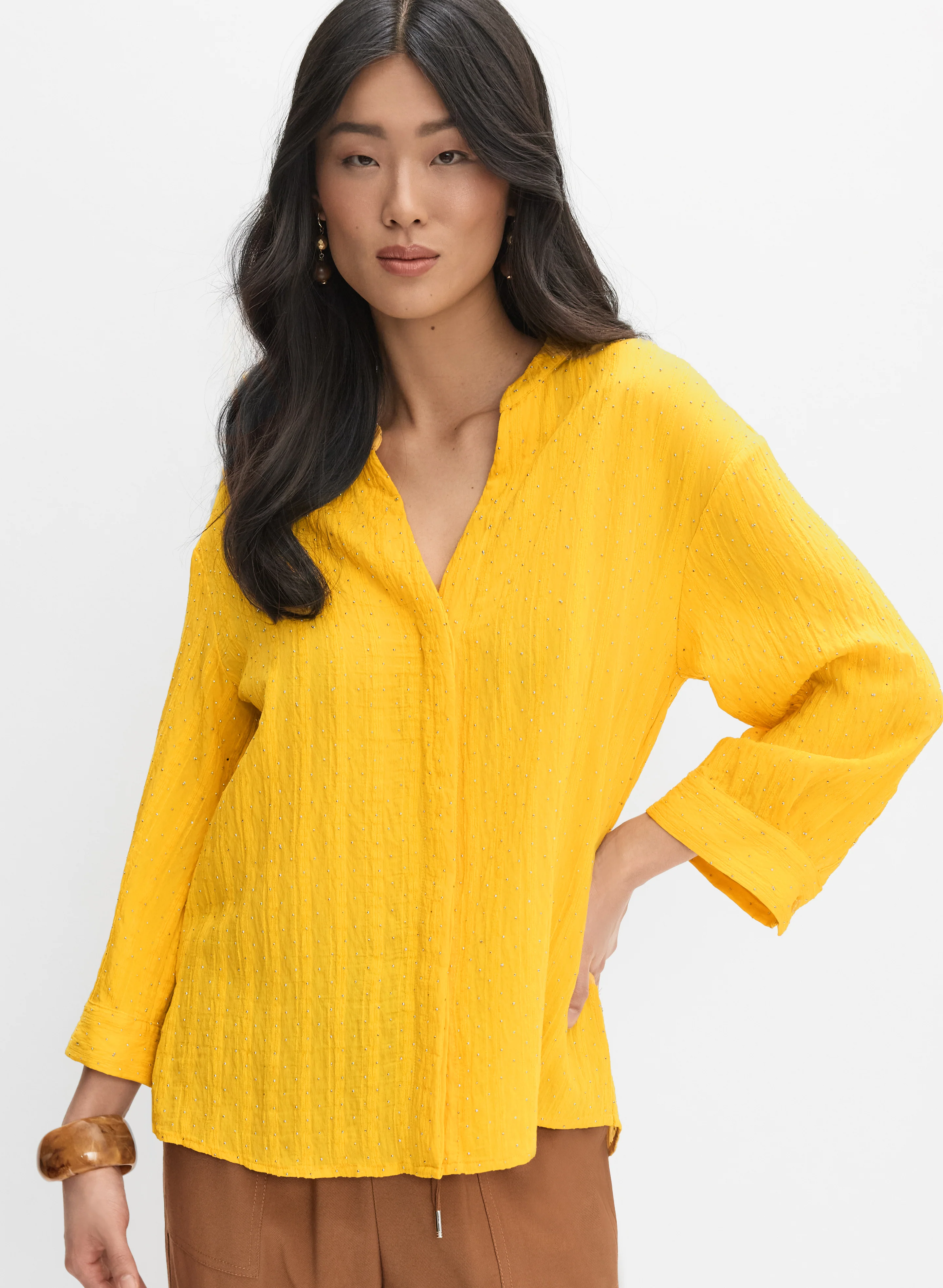 Rhinestone V-Neck Blouse - Image 5
