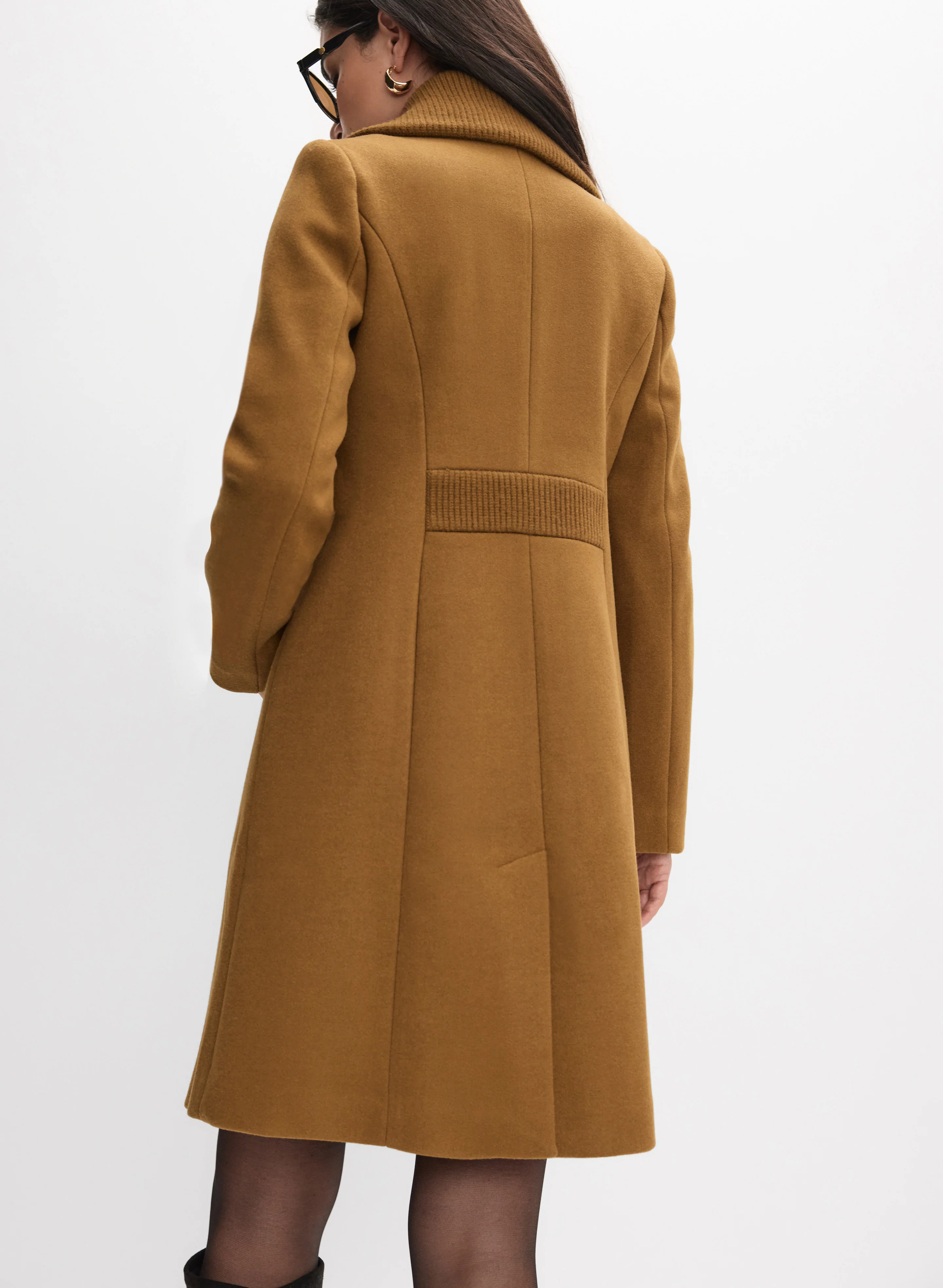 Rib Knit Collar Coat - Image 4