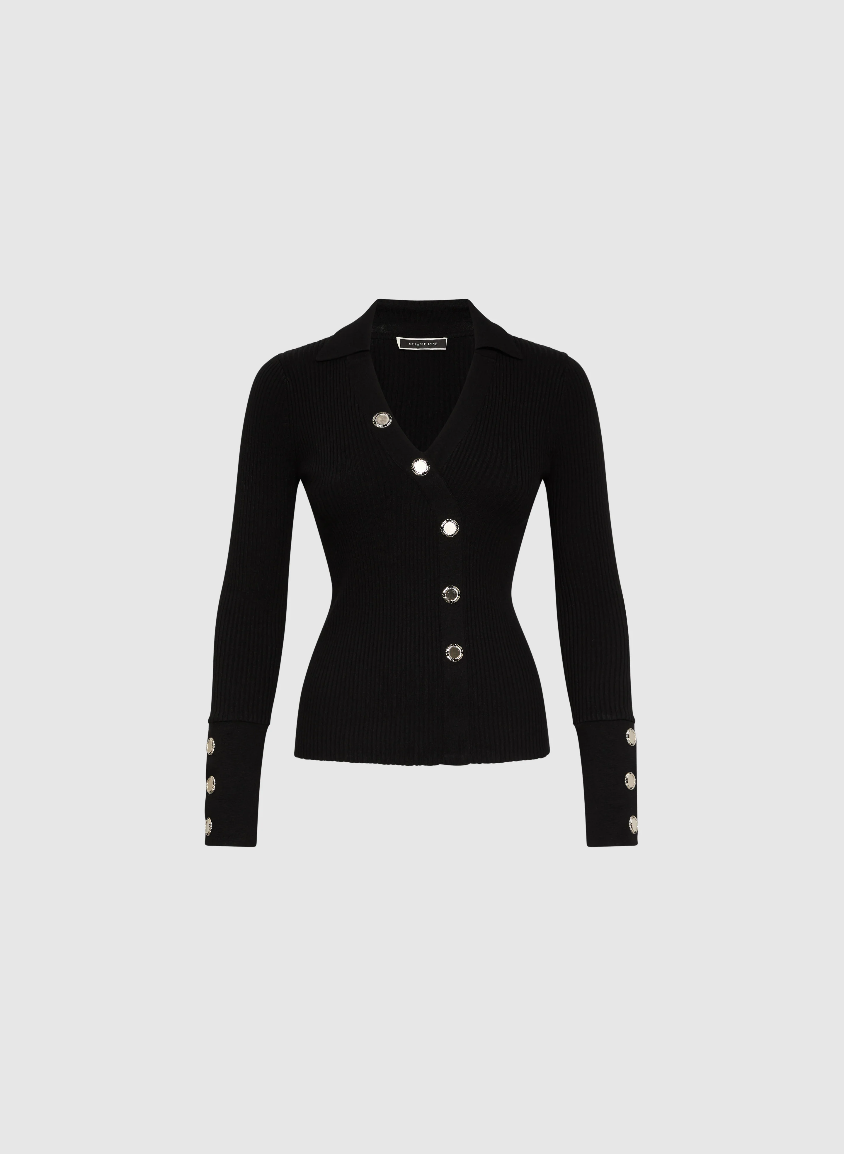 Ribbed Asymmetrical Button-Up Sweater - Image 6