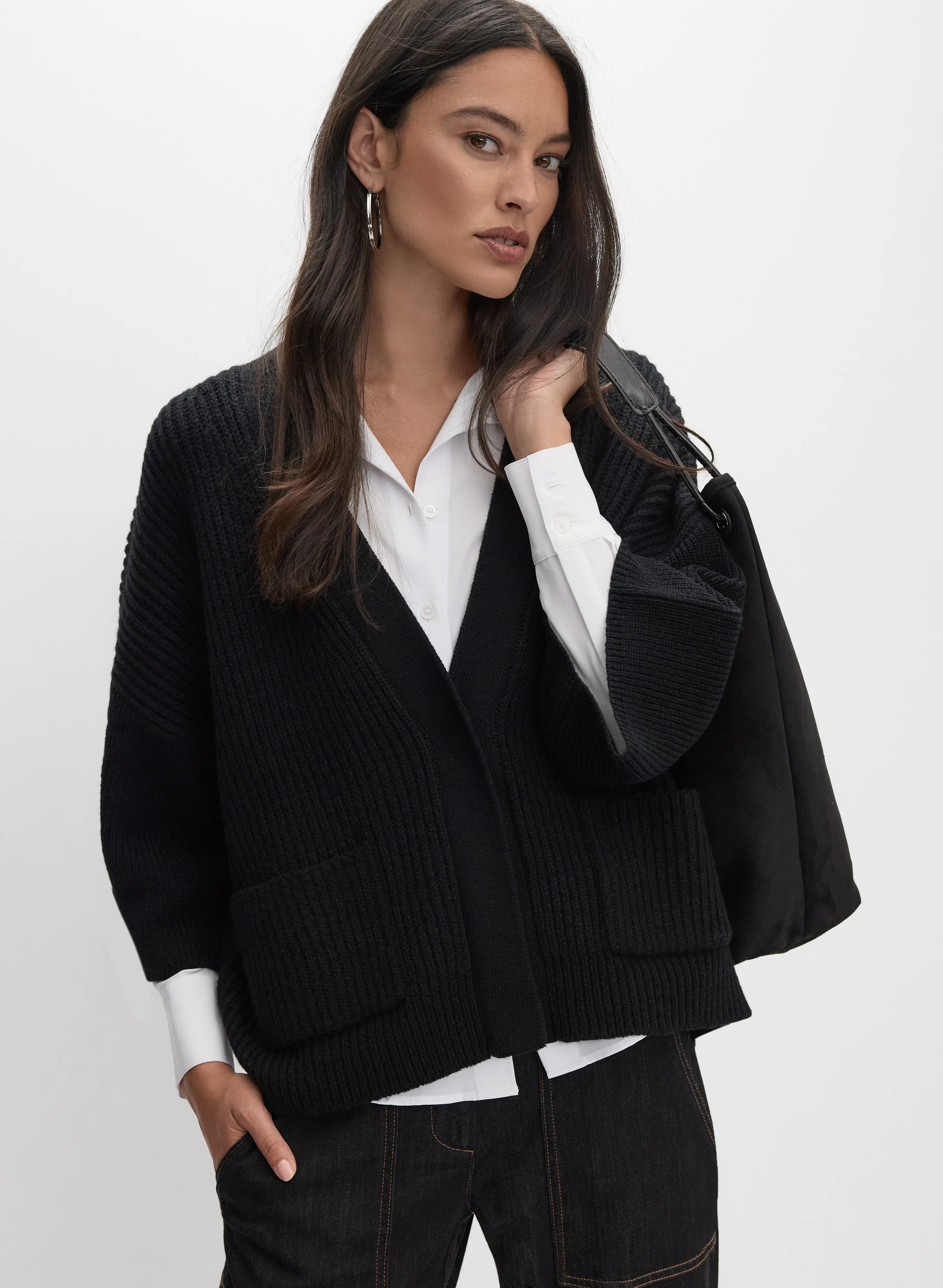Ribbed Knit Batwing Cardigan