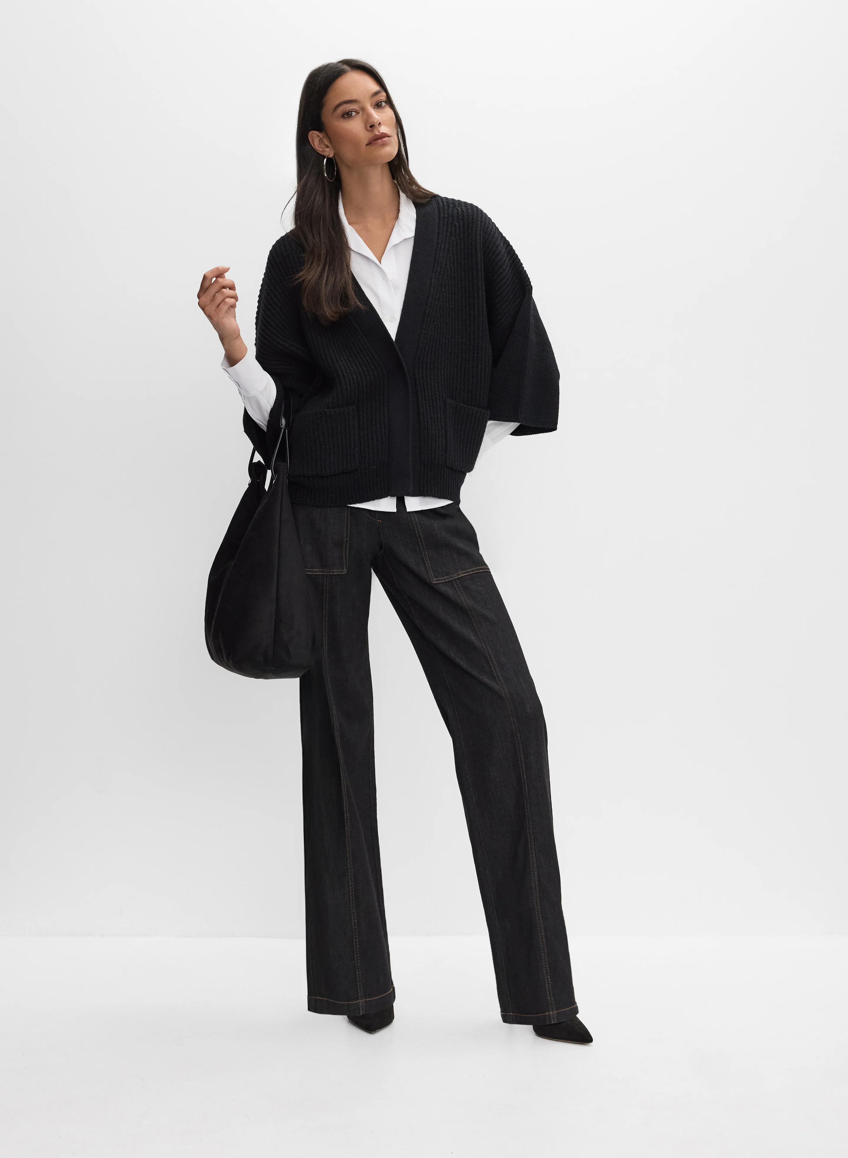 Ribbed Knit Batwing Cardigan - Image 3