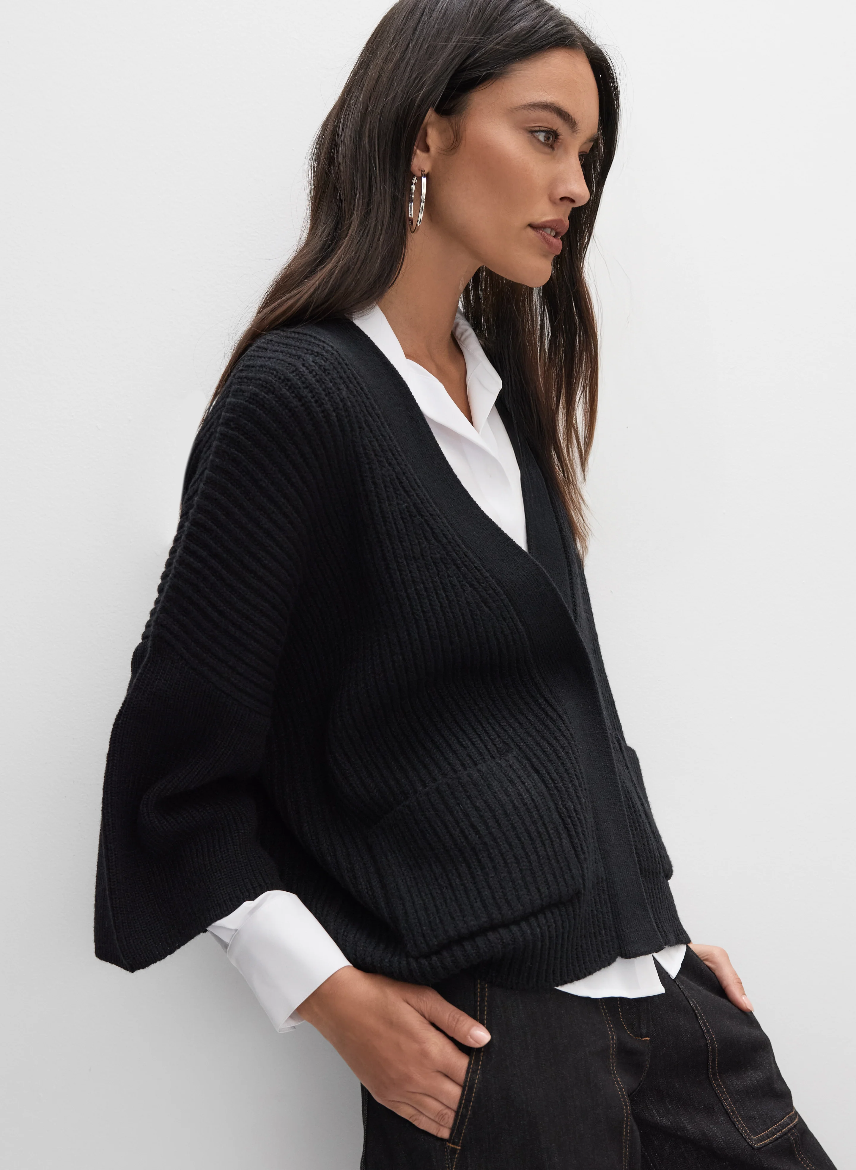 Ribbed Knit Batwing Cardigan - Image 5